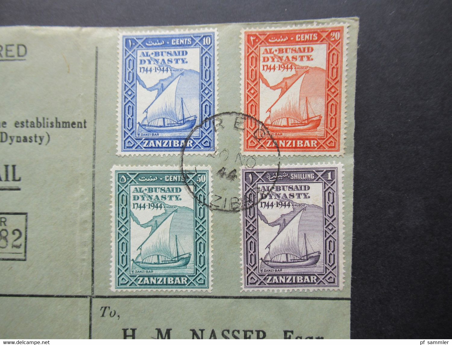 Zanzibar 1944 Registered FDC By Air Mail Nach Mombasa Kenya 200th Anniversary Of Al-Busa'id Dynasty - Zanzibar (...-1963)