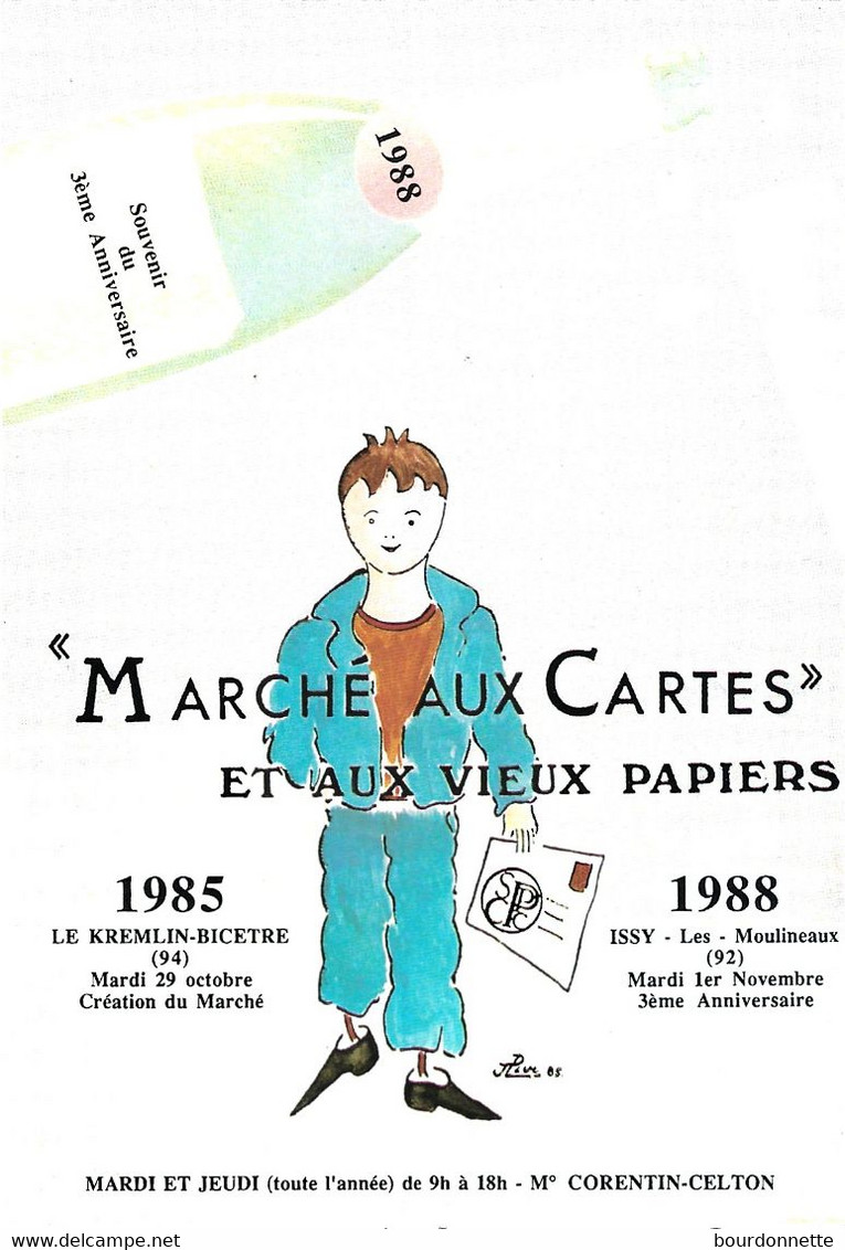 Marché Aux Cartes Et Aux Vieux Papiers - Kremlin Bicetre - Issy Les Moulineaux - Illustrateur JEAN LUC - Bourses & Salons De Collections