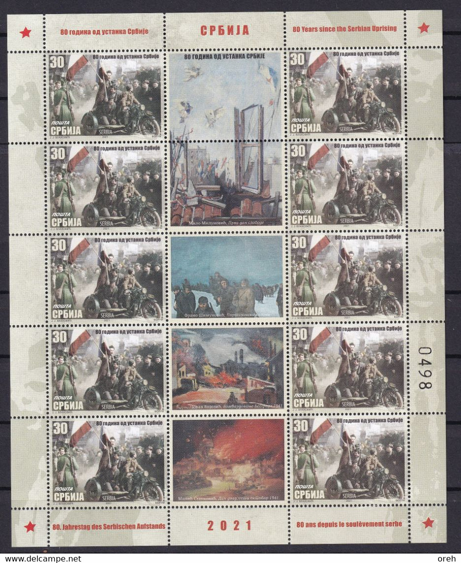 SERBIA 2021,80 Years Since The Serbian Uprising,SHEET,MNH - Serbia