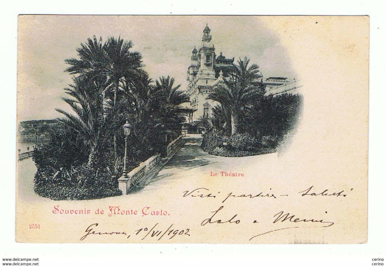 SOUVENIR  DE  MONTE  CARLO:    LE  THEATRE  -  POUR  L' ITALIE  -  FP - Opera House & Theather