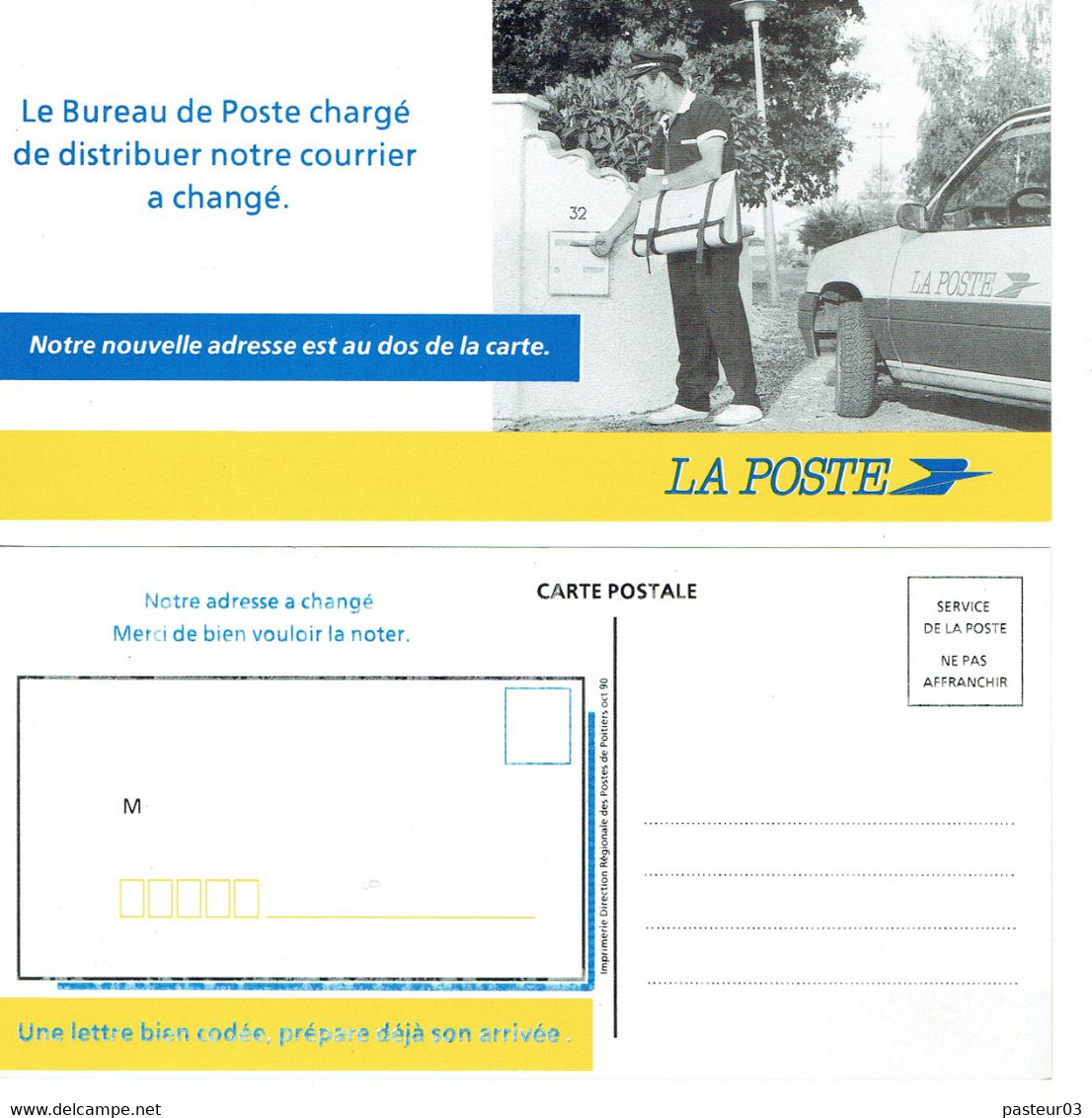 Carte Postale Changement D'adresse Du Bureau De Poste Neuve - Other & Unclassified