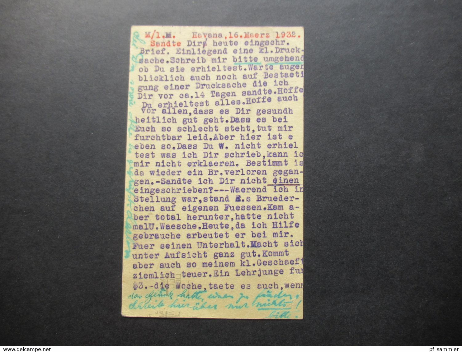 Kuba / Cuba Ganzsache 1932 Tarjeta Postal UPU Via New York Nach Hamburg (Schiffspost) - Storia Postale