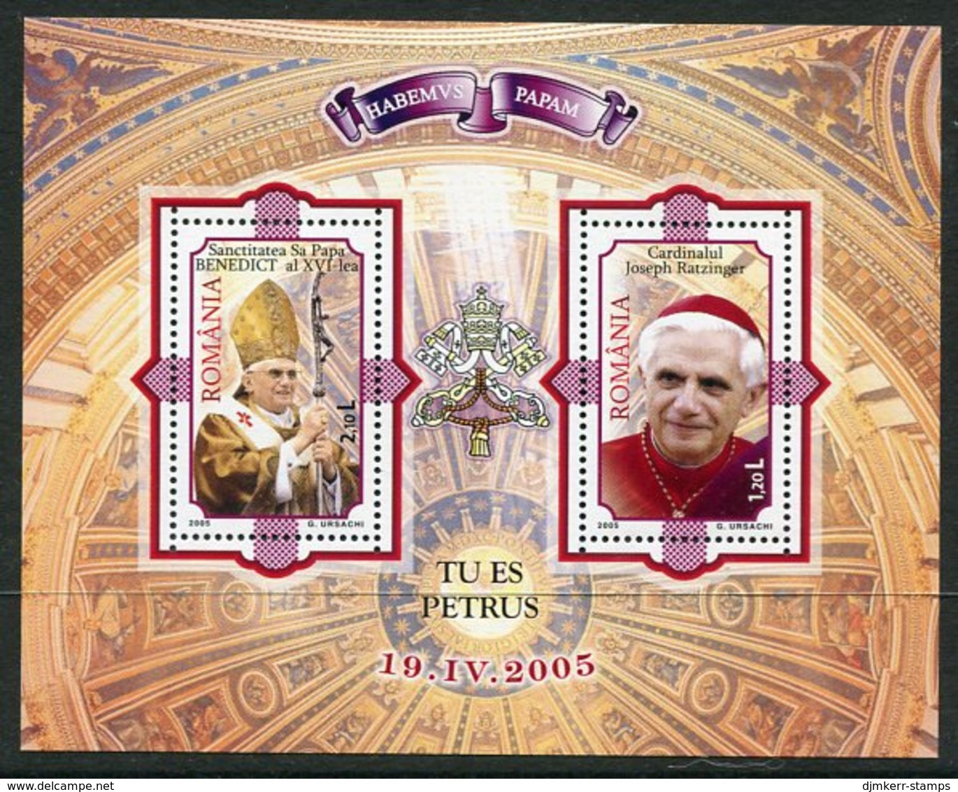 ROMANIA 2005 Election Of Pope Benedict Block MNH / **.  Michel Block 359 - Neufs