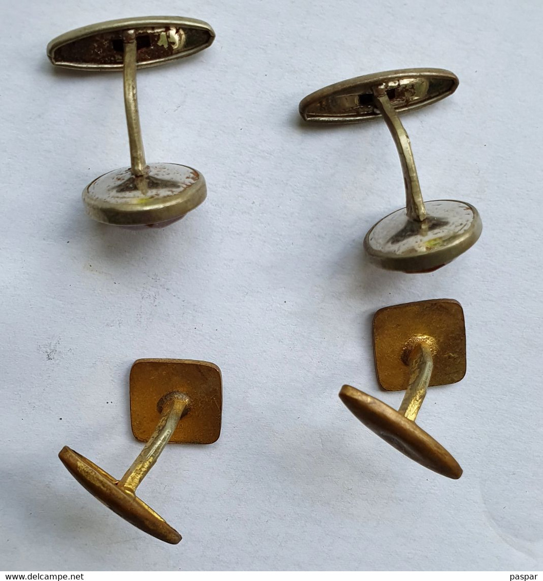 Lot De 2 Paires De Boutons De Manchette Anciens - Boutons De Col /de Manchettes