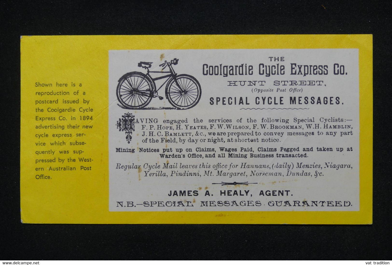 AUSTRALIE - Reproduction En 1964 Des Vignettes " Coolgardie Cycle Exprèss Service " De 1894 - L 103576 - Werbemarken, Vignetten