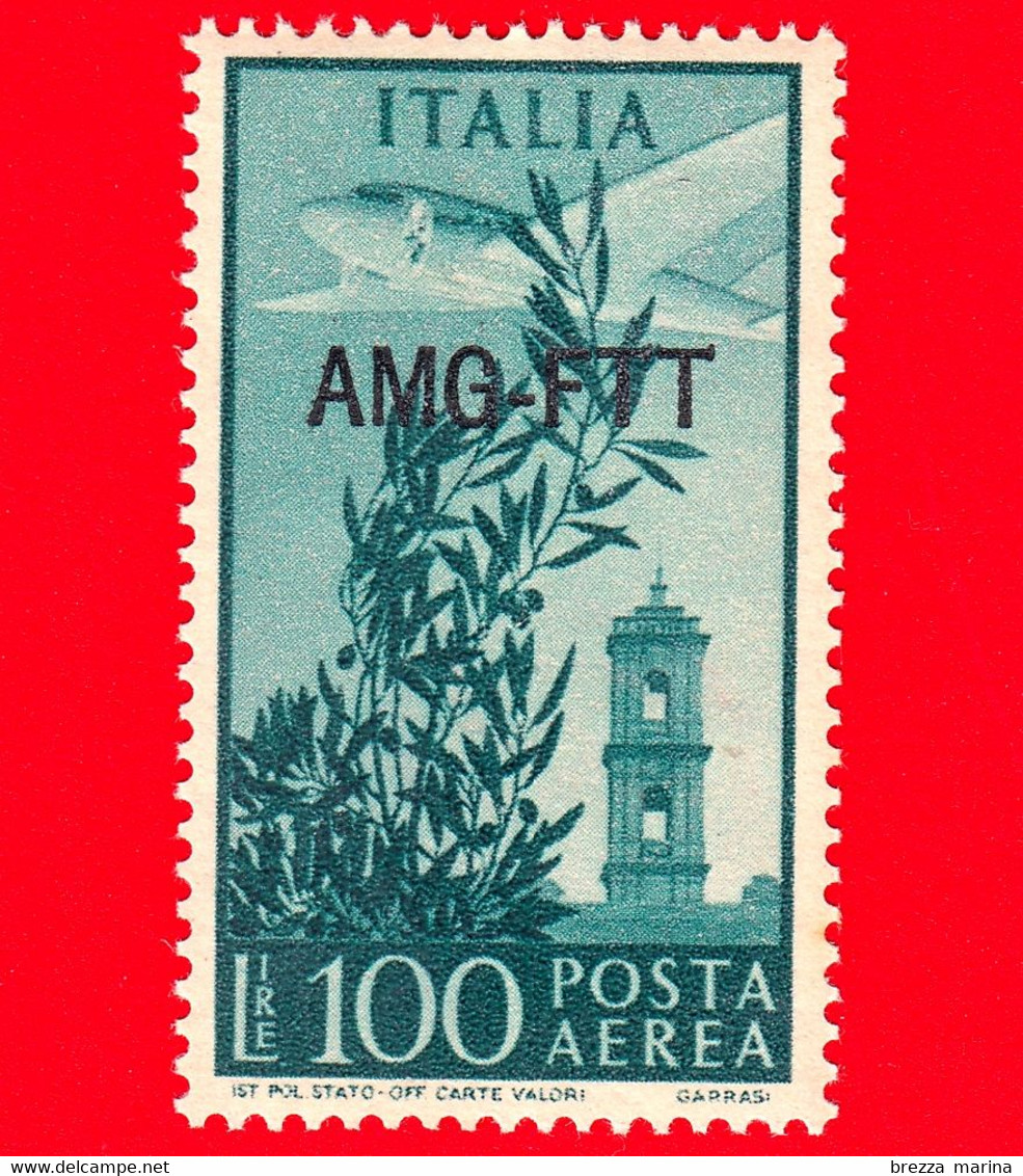 Nuovo - MNH - ITALIA - Trieste AMG FTT - 1949 - Democratica, Soprastampa Singola Linea -  Torre Del Campidoglio -100 - Posta Aerea