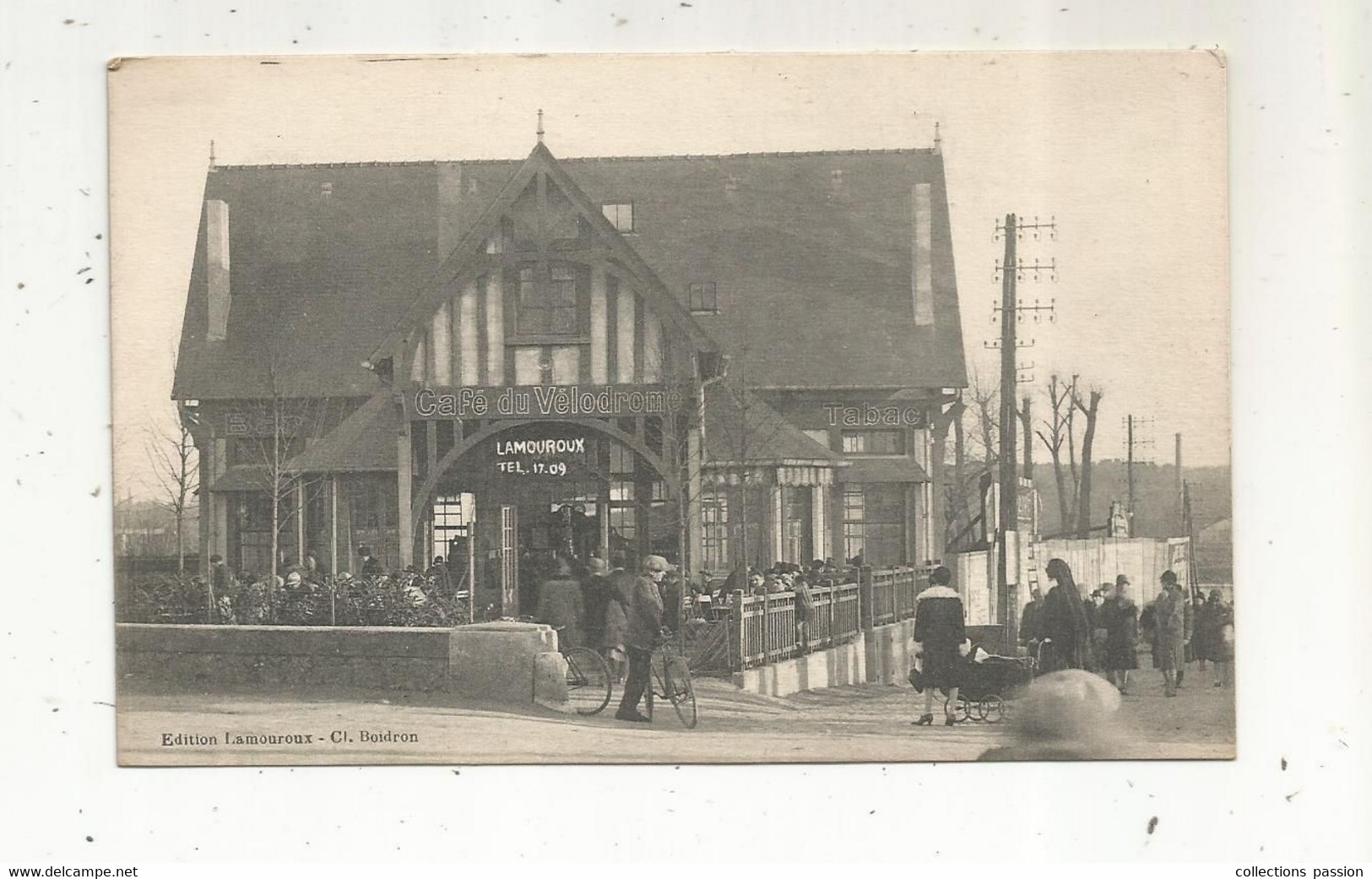 Cp , Commerce , CAFE DU VELODROME ,Lamouroux , Tabac ,bar , 37  , TOURS, écrite , Ed. Lamouroux-Cl. Boidron - Caffé