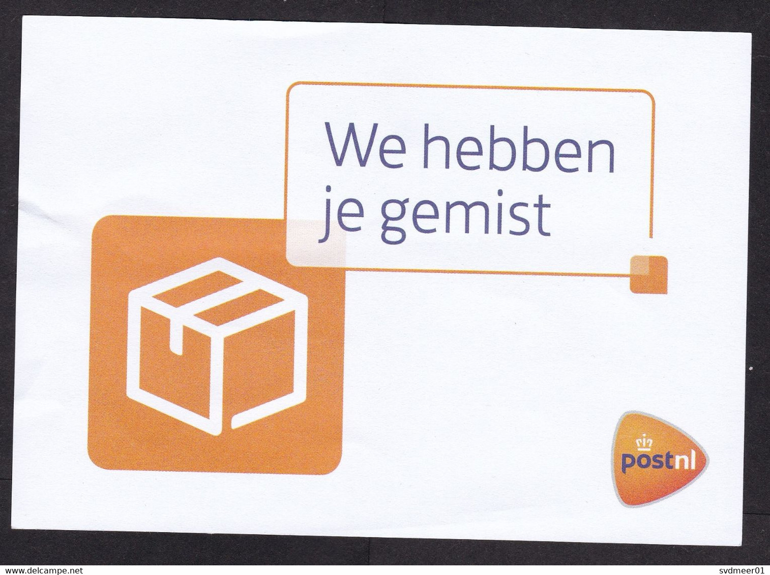 Netherlands: Official Postal Form 'Not At Home, Your Parcel Was Delivered At Your Neighbours', 2021 (minor Crease) - Brieven En Documenten