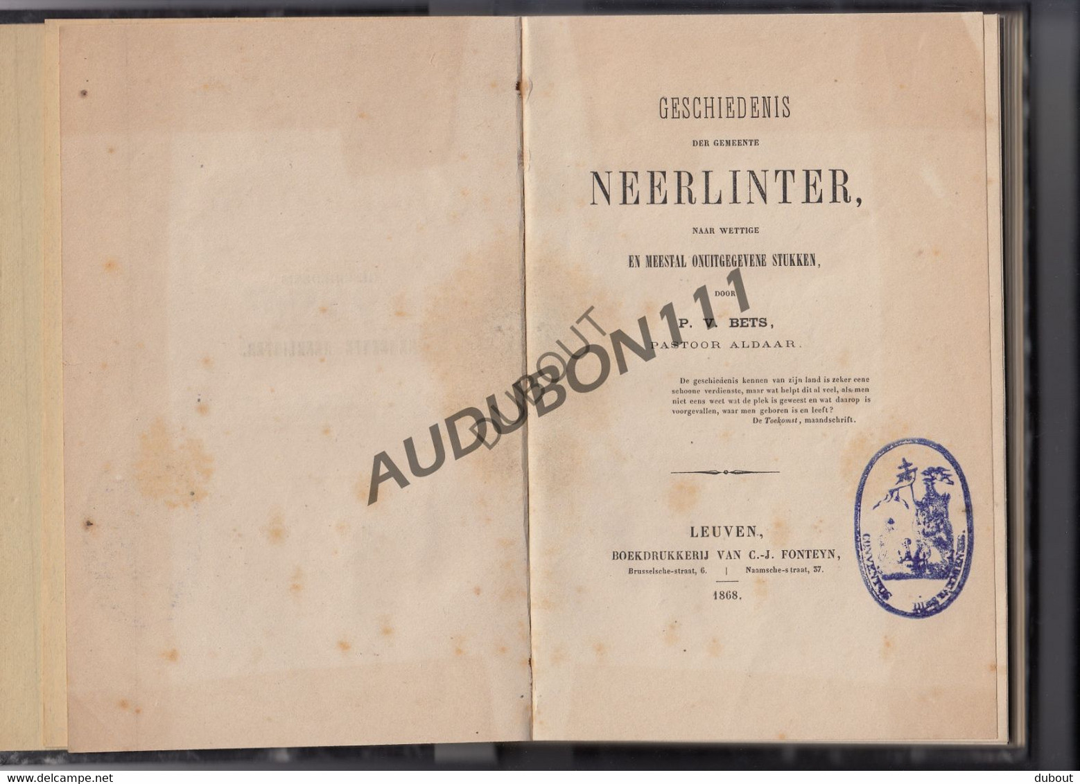 NEERLINTER/TIENEN Geschiedenis Der Gemeenten P.V. Bets 1868 (N89) - Anciens