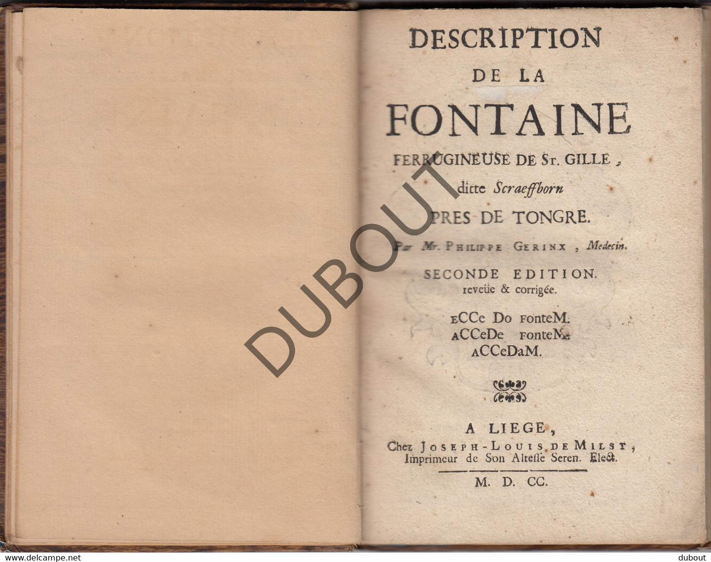 TONGEREN: Aquatherapie - Description De La Fontaine-St Gillis- Gerinx 1700 (R425) - Antes De 18avo Siglo