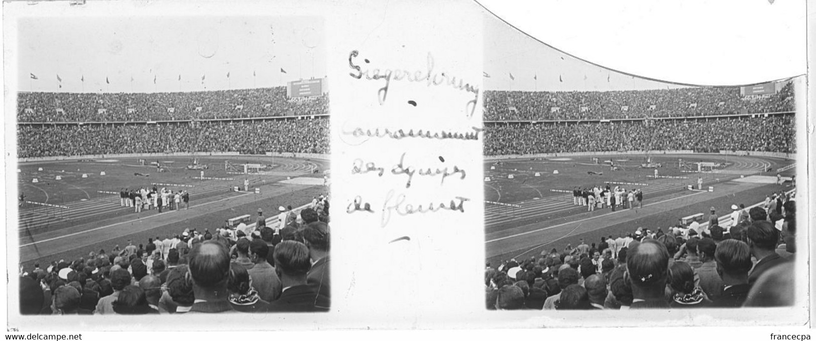 PP 67 - JEUX OLYMPIQUES ALLEMAGNE BERLIN 1936  Siegerechrung - Couronnement Des Equipes De Fleuret - Plaques De Verre