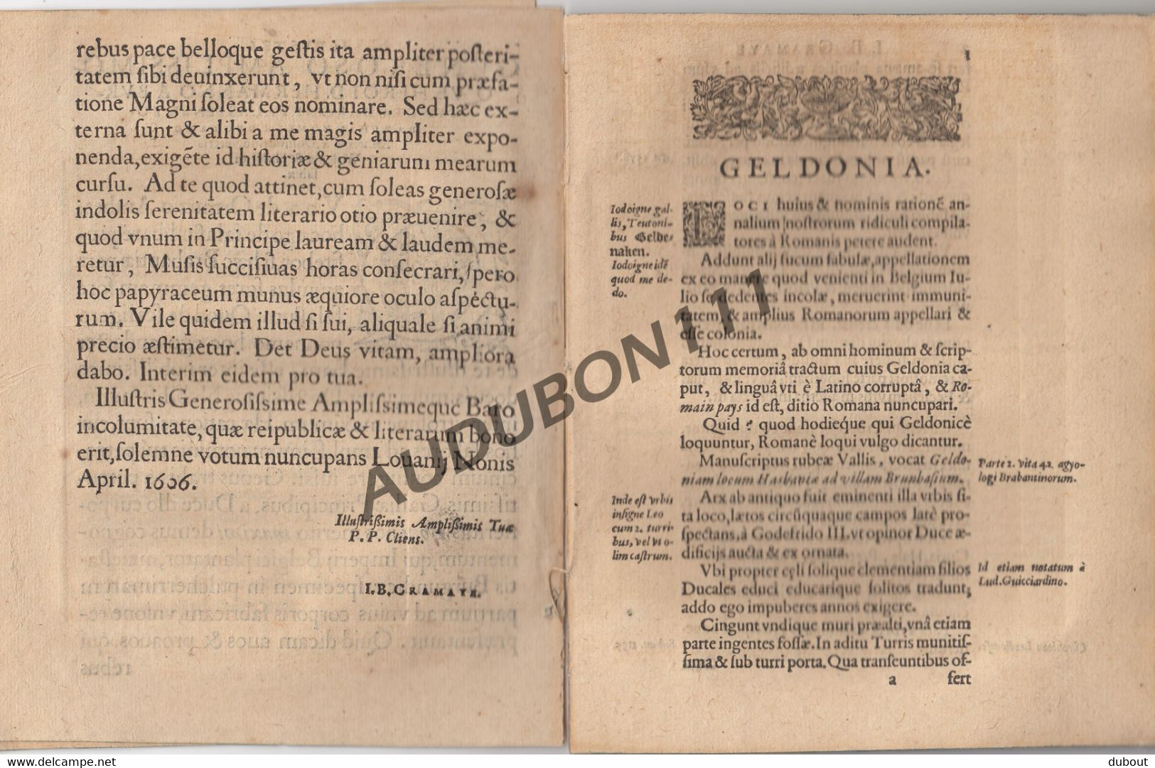 GRAMAYE 1606 Gallo-Brabantia Gembloux/Hannuit/Jodoigne/Nivelles Rarissime (R167) - Before 18th Century