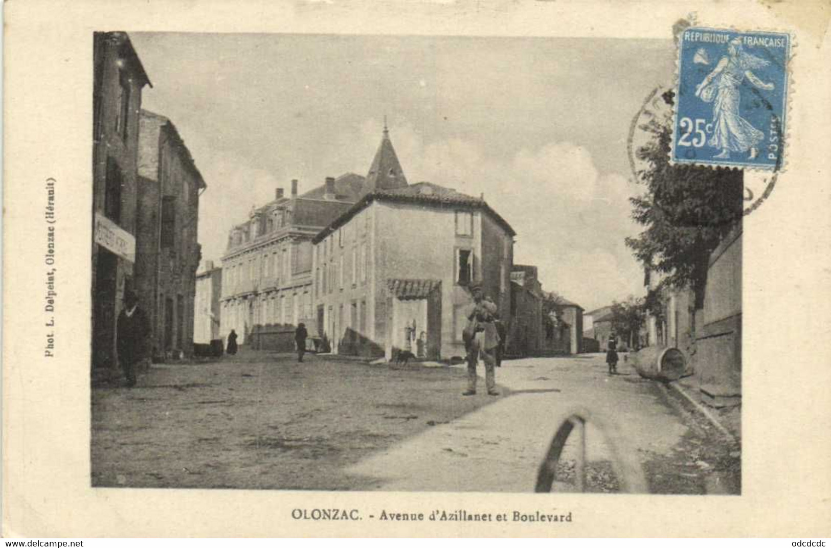 OLONZAC  Avenue D'Azillanet Et Boulevard Animée Peu Courante RV - Andere & Zonder Classificatie