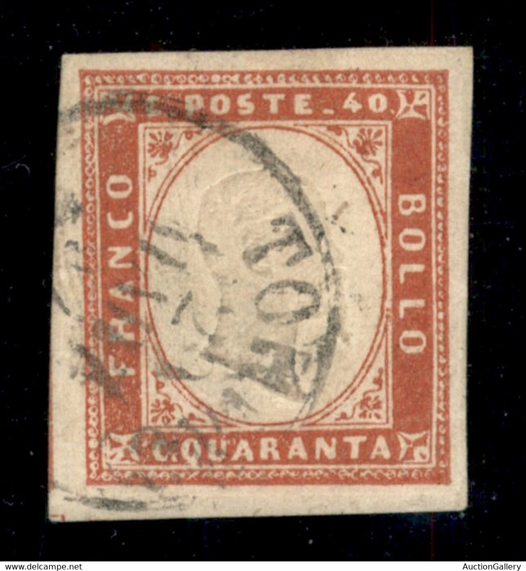 Antichi Stati Italiani - Sardegna - 1866 - 40 Cent Vermiglio Scuro (16b) Usato A Torino 29.3.57 - Grandi Margini - Savar - Other & Unclassified