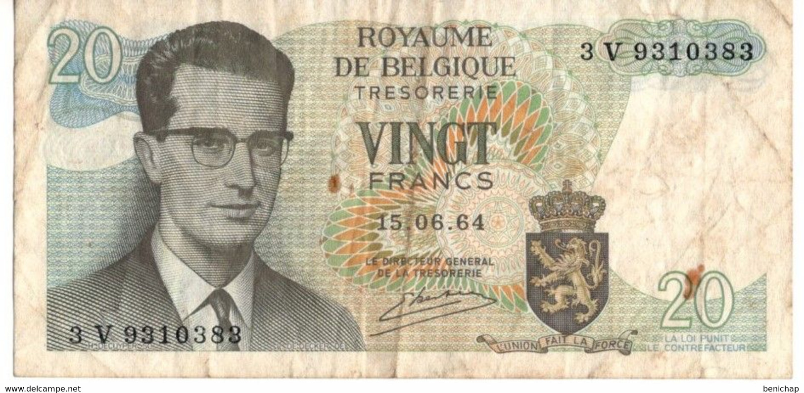 20 Francs - Frank 15.06.64 - Belgique - Belgïe - Roi Baudouin - Atomium. - 20 Franchi