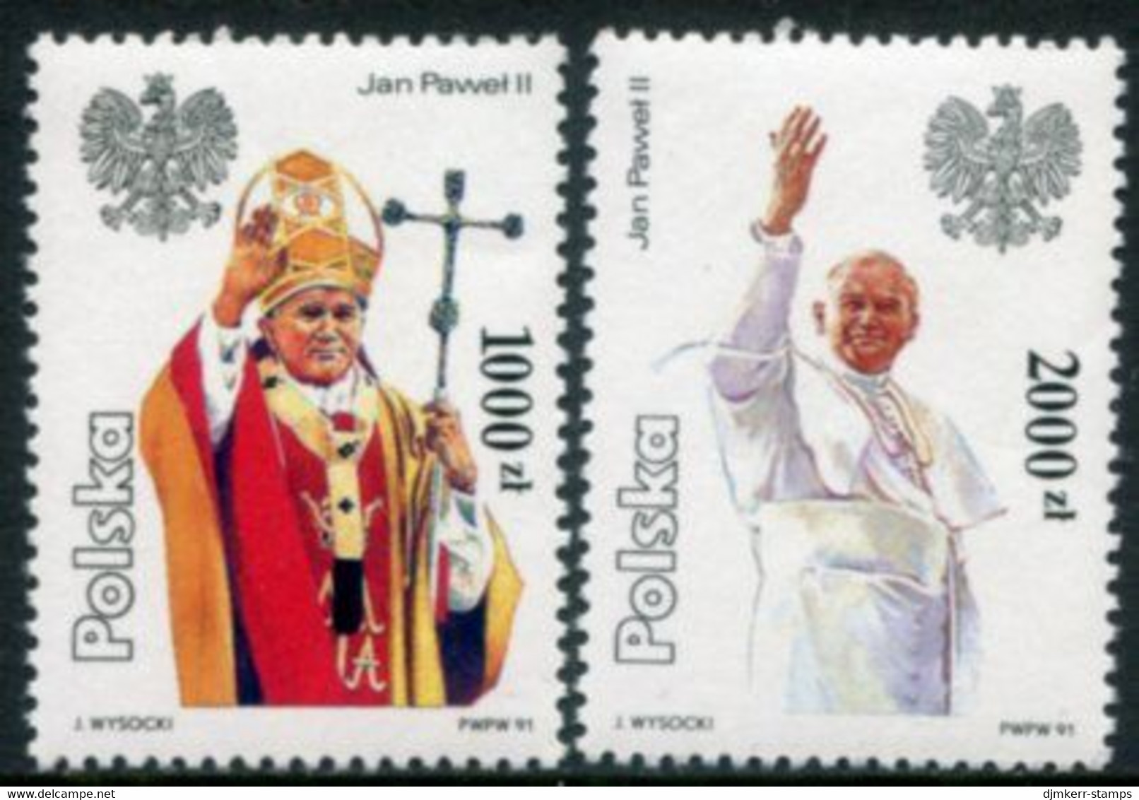 POLAND 1991 Papal Visit MNH / **.  Michel 3334-35 - Unused Stamps
