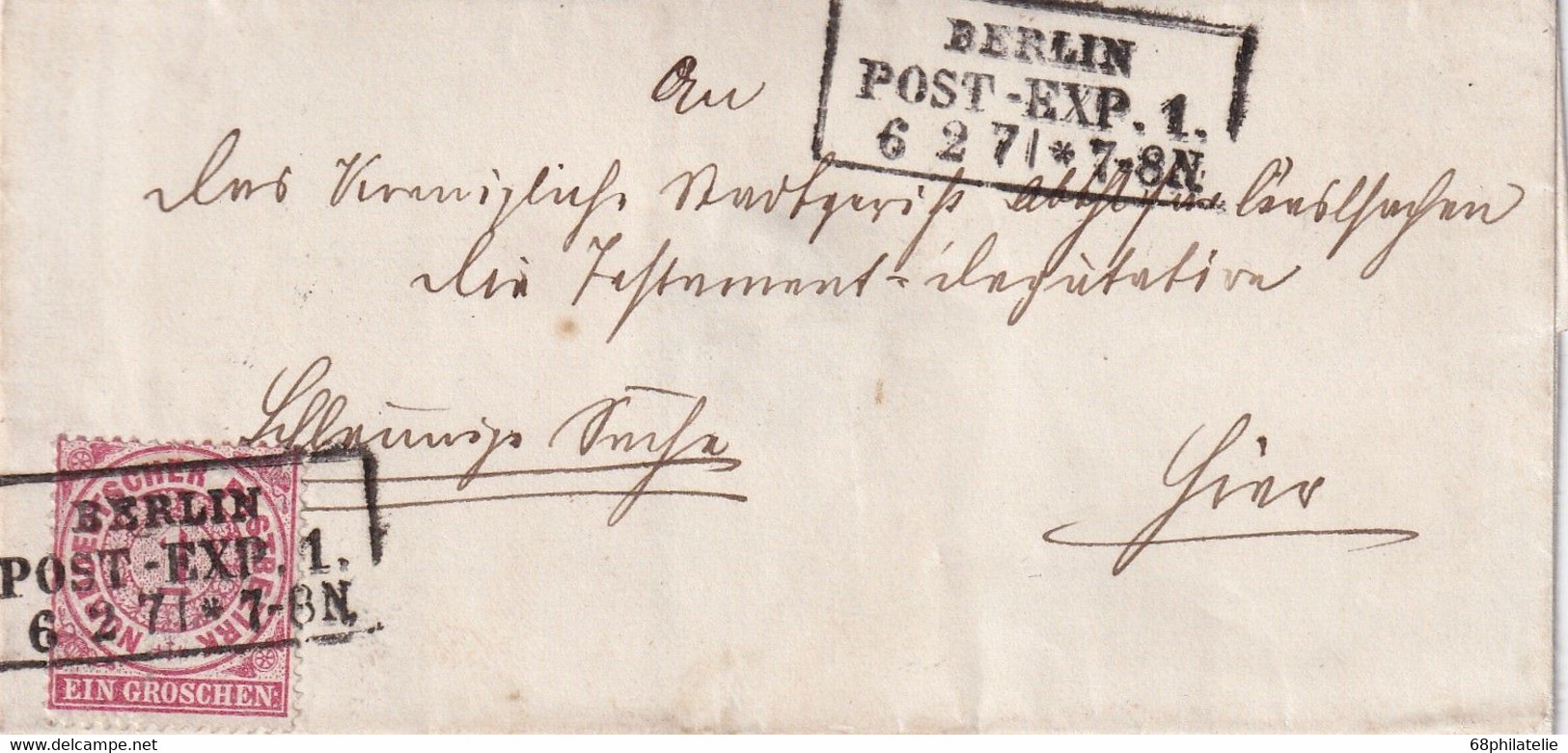 NORDEUTSCHER BUND  1871 LETTRE DE BERLIN - Altri & Non Classificati