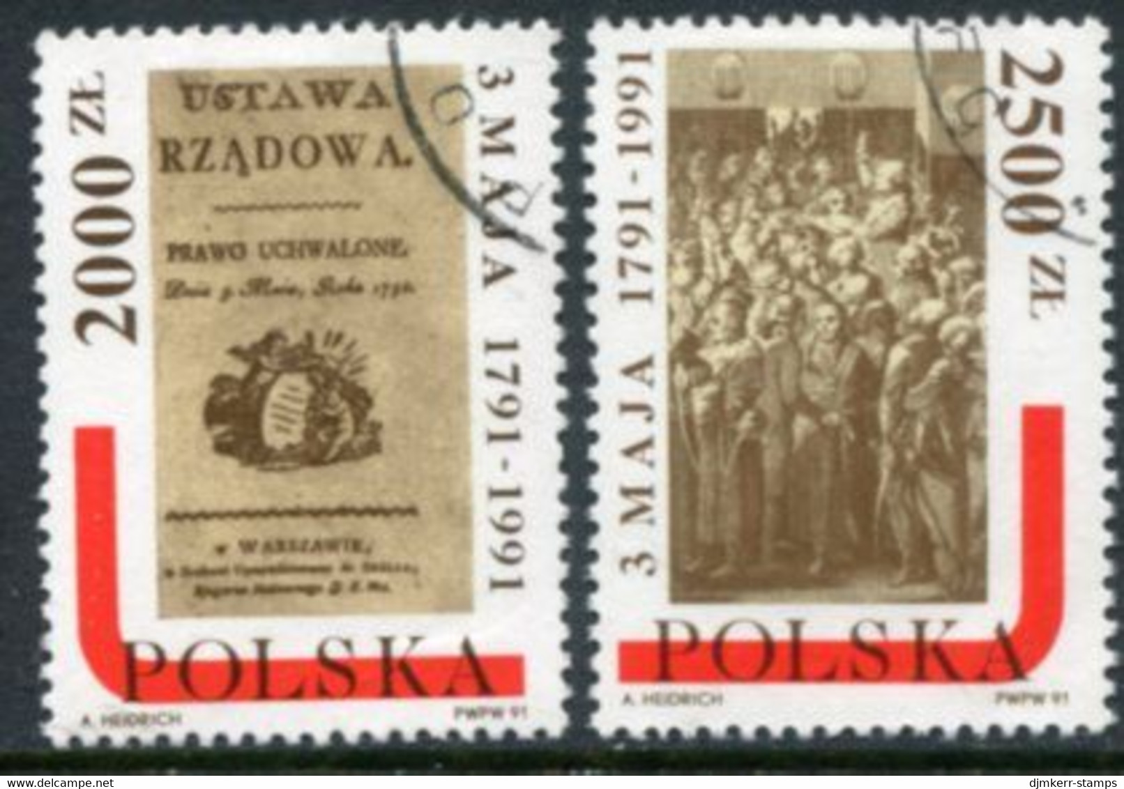 POLAND 1991 Constitution Of 1791 Used.  Michel 3328-29 - Used Stamps