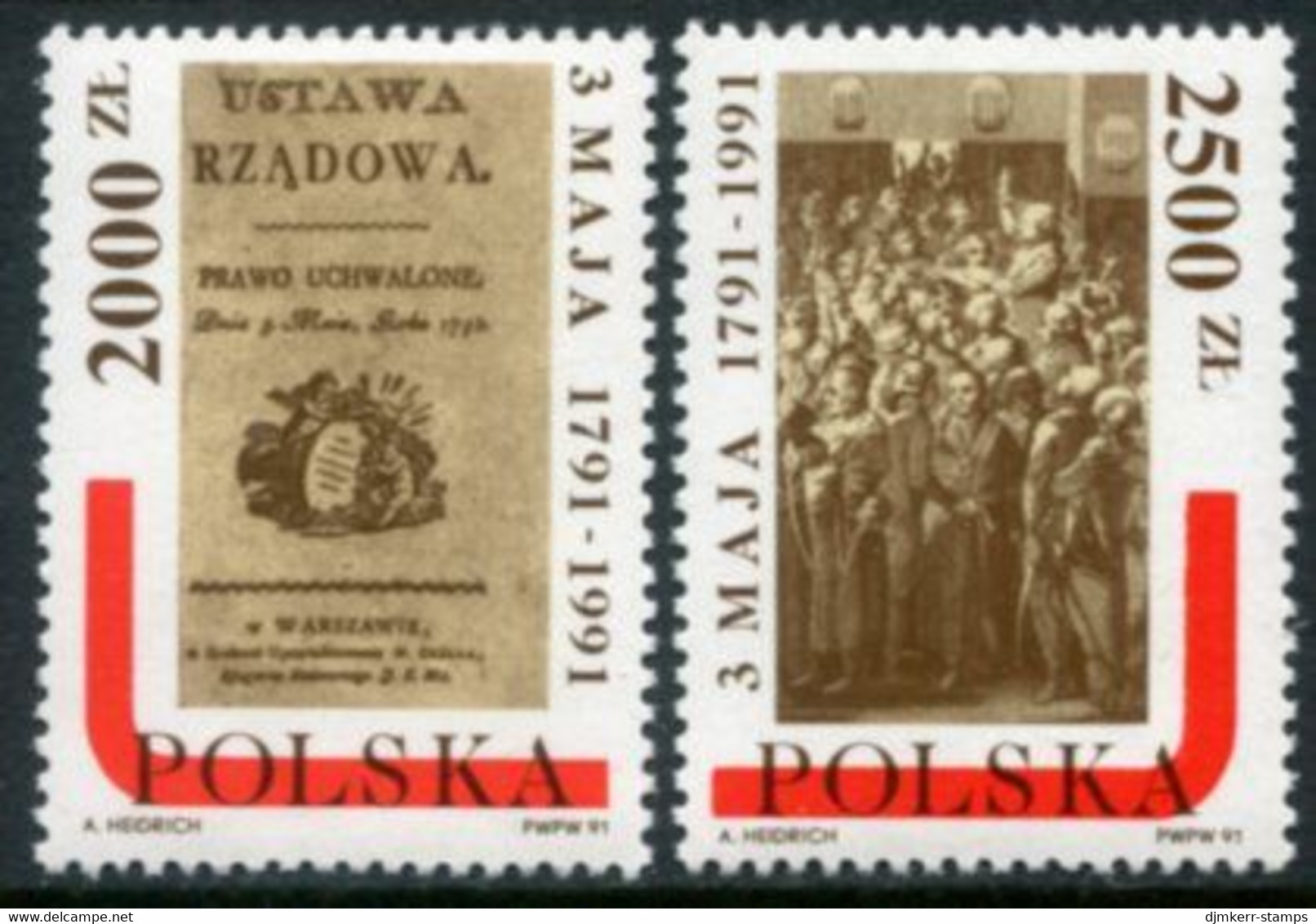 POLAND 1991 Constitution Of 1791 MNH / **.  Michel 3328-29 - Nuevos