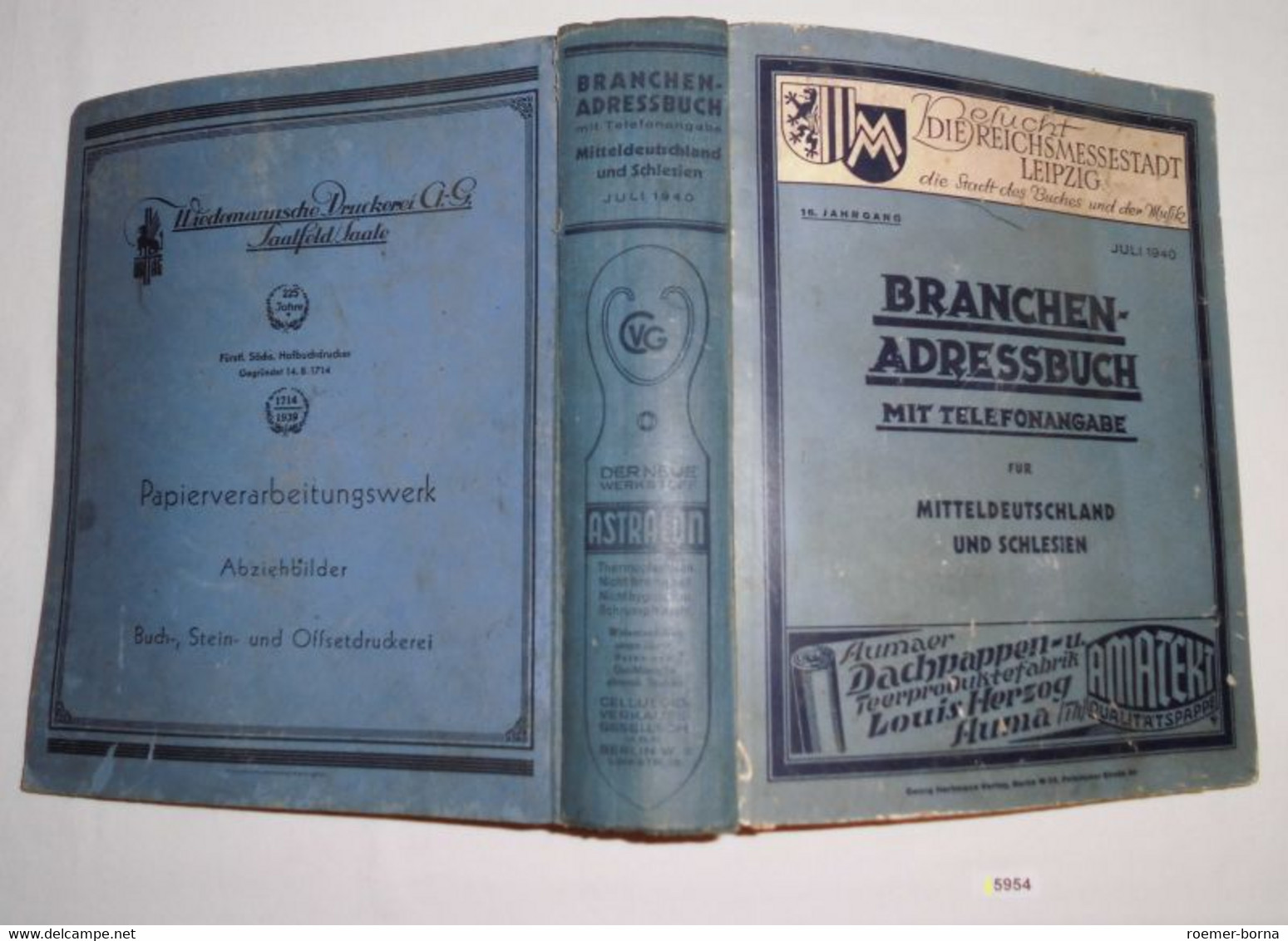 Branchen Adreßbuch Mit Telefonangabe Für Mitteldeutschland, Anhalt, Braunschweig, Freistaat Und Provinz Sachsen, Thüring - Ohne Zuordnung