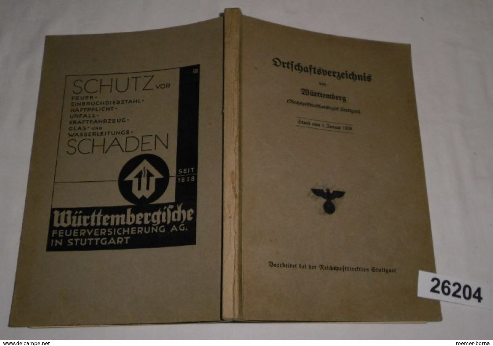 Ortschaftsverzeichnis Von Württemberg (Stand Vom 1. Januar 1938) - Unclassified