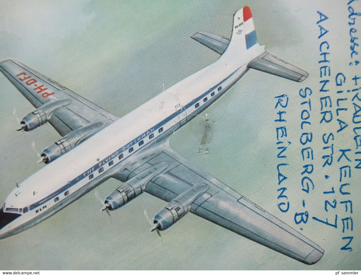 1957 AK Flugzeug KLM Douglas DC 6B Aus Der Türkei Nach Borken Flugzeug PH-DFJ - 1946-....: Era Moderna