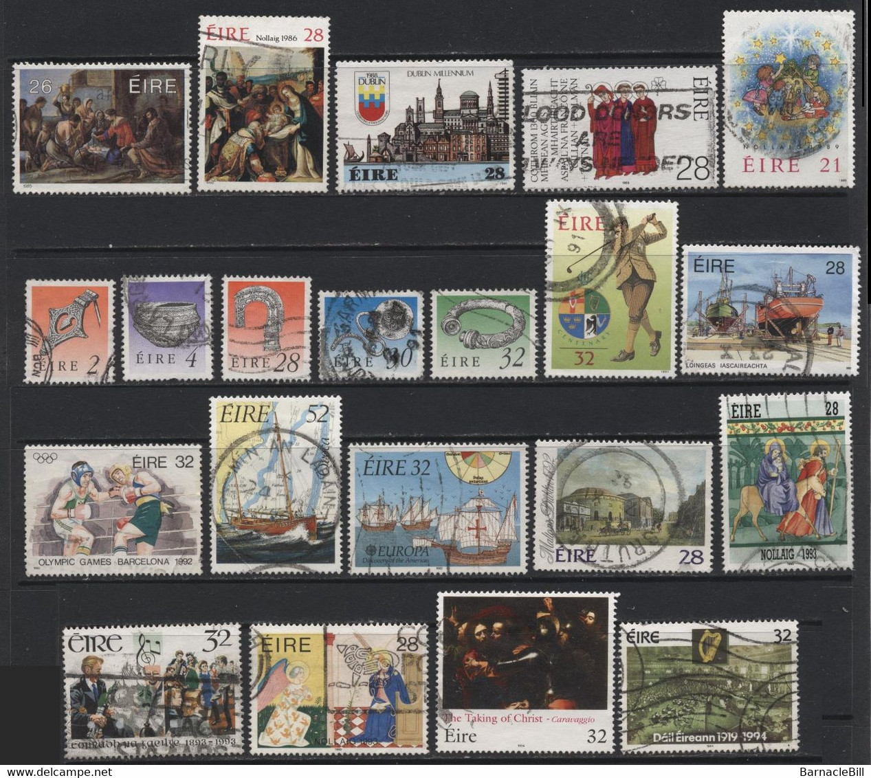 Ireland (65) 1971 - 2009. 100 Different Stamps. Mostly Used. Hinged. - Collections, Lots & Séries