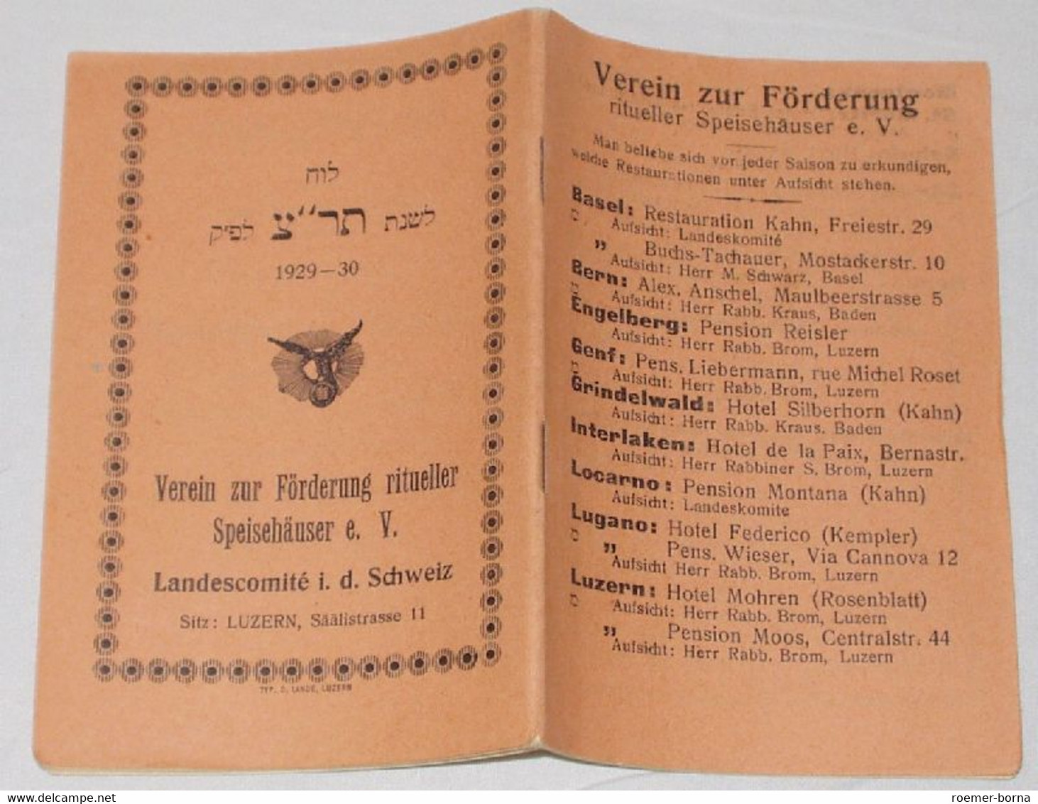 Israelitischer Kalender Für Das Jahr 5690, 1929-1930 - Calendriers