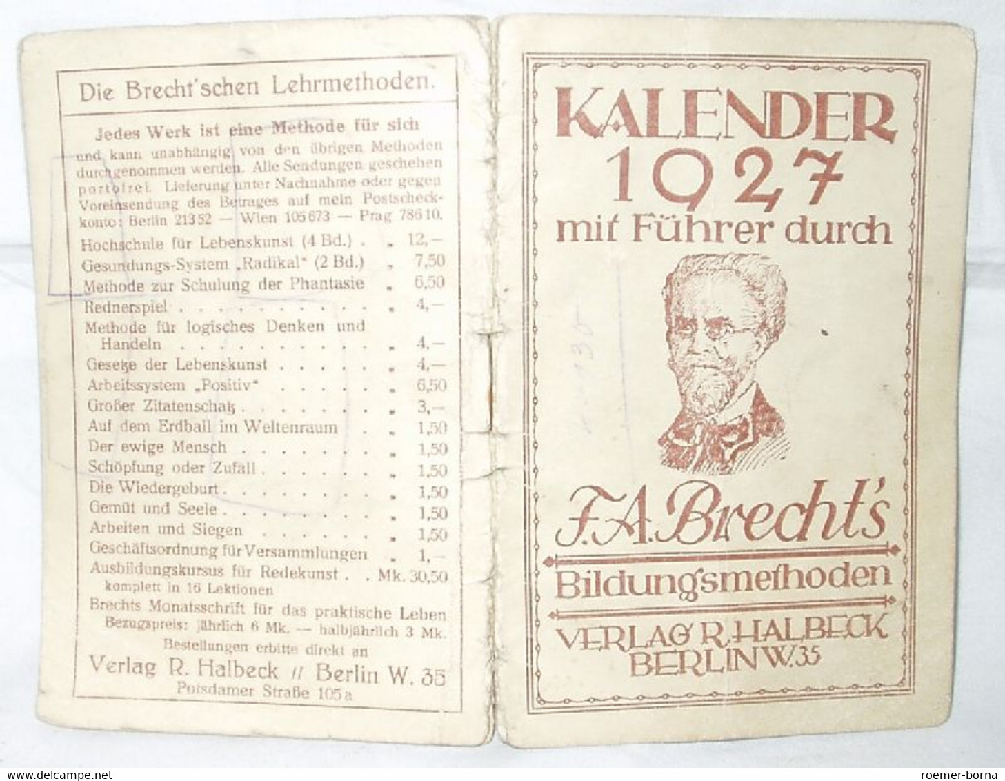 Kalender 1927 Mit Führer Durch F.A. Brechts Bildungsmethoden - Calendriers