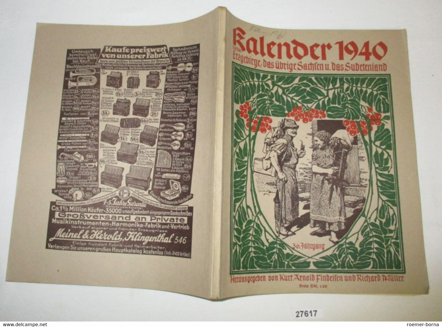 Kalender  1940 Für Das Erzgebirge, Das übrige Sachsen Und Das Sudetenland - 36. Jahrgang - Calendars