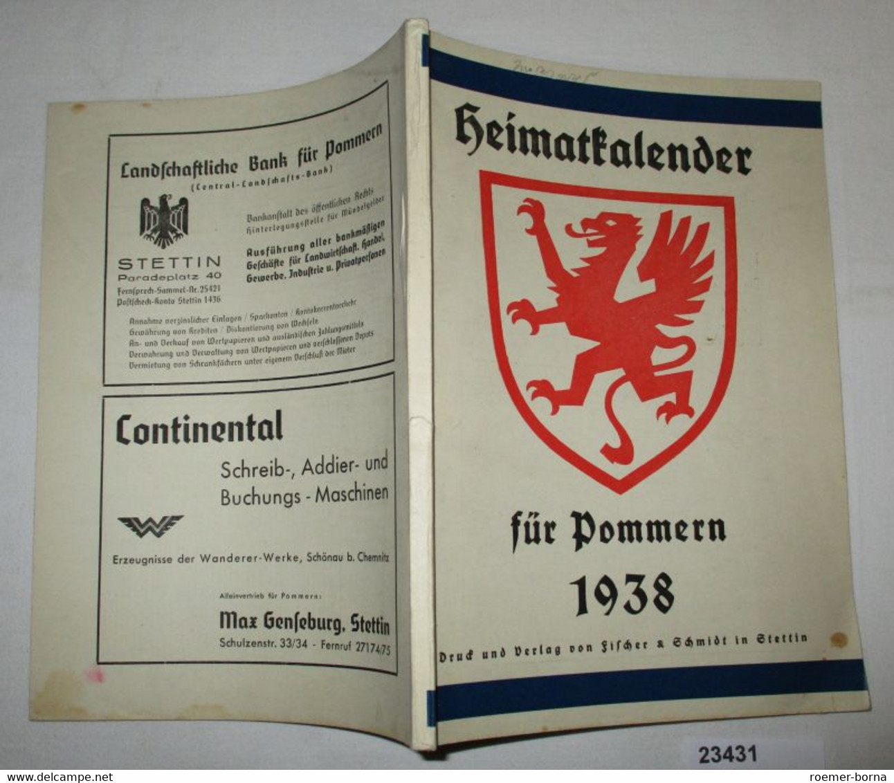 Heimatkalender Für Pommern 1938 - Calendriers