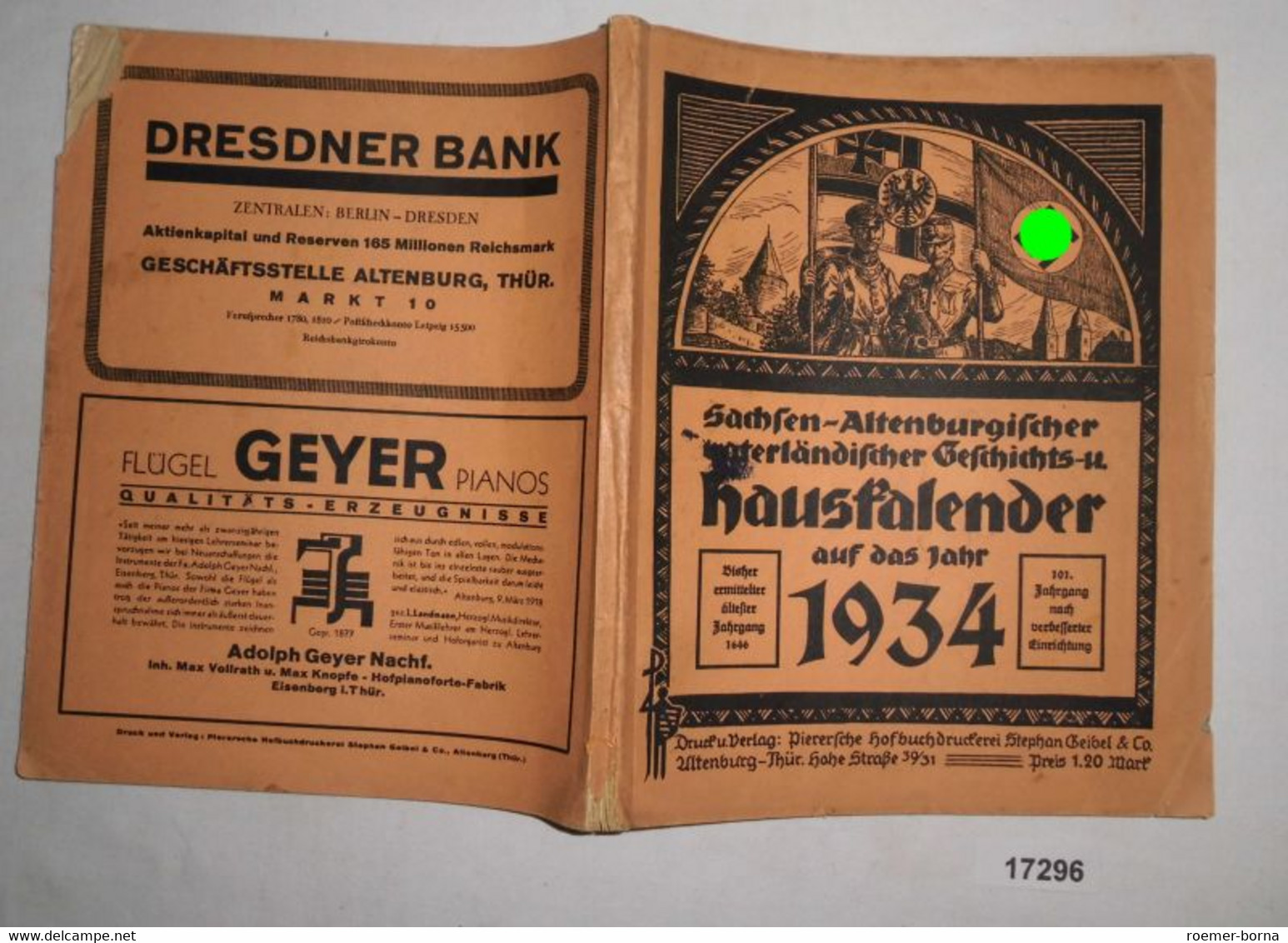 Sachsen-Altenburgischer Vaterländischer Geschichts- Und Hauskalender 1934 - Kalender
