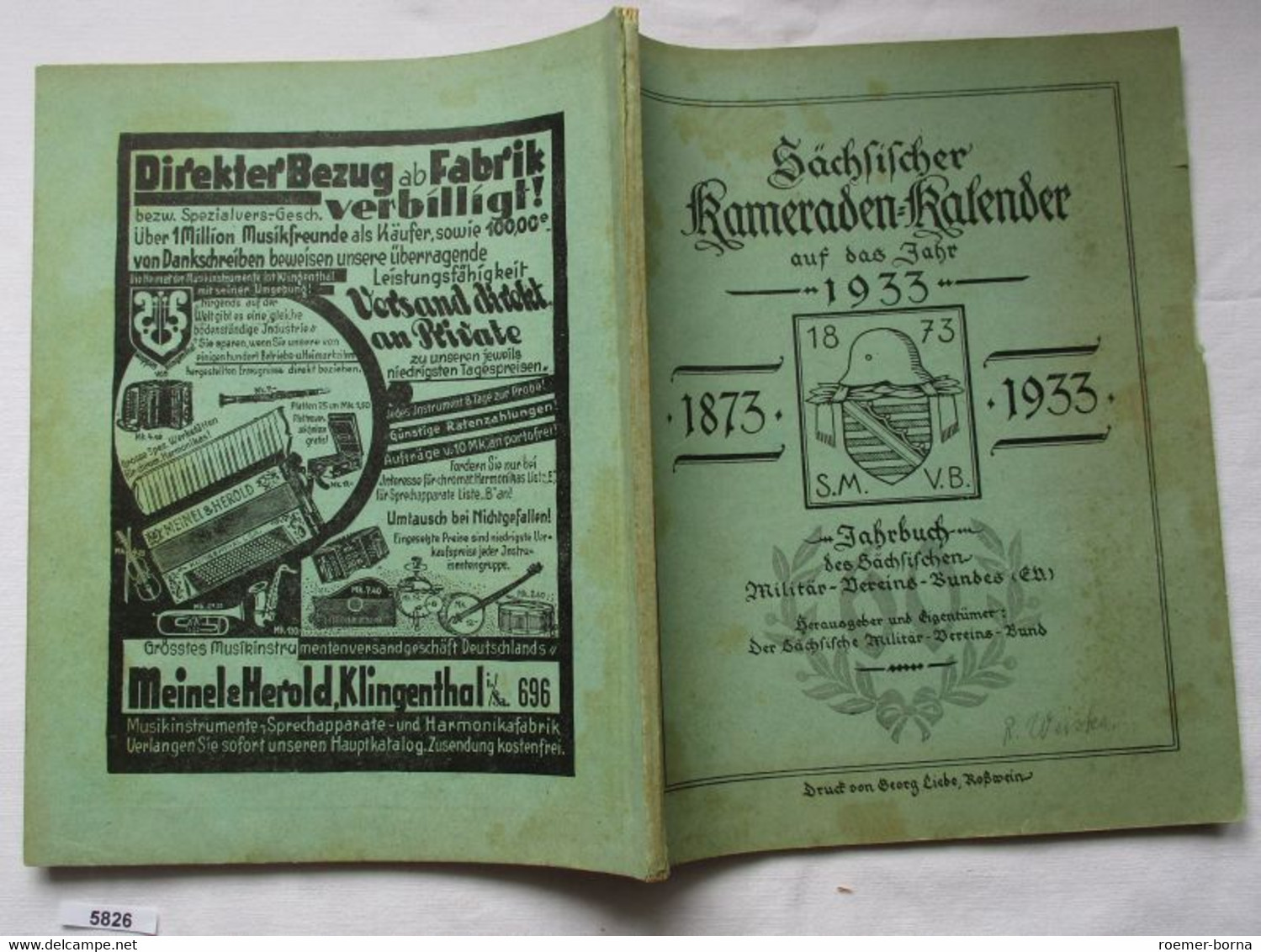 Sächsischer Kameraden-Kalender Auf Das Jahr 1933 - Jahrbuch Des Sächsischen Militär-Vereins-Bundes (E.V.) - Kalender