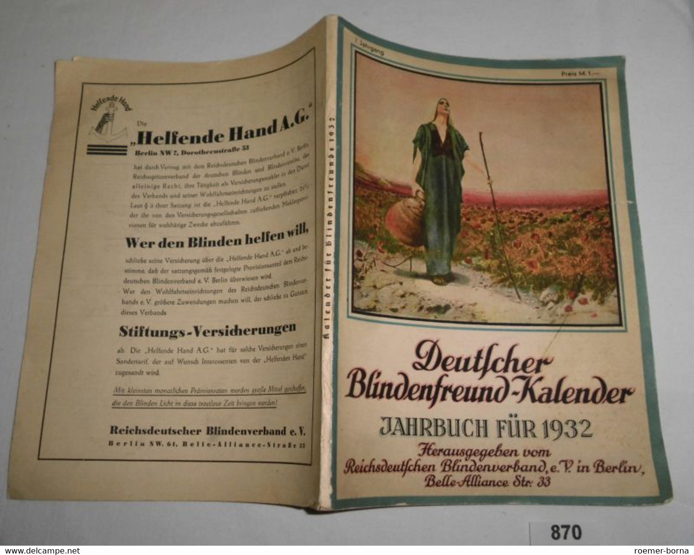 Deutscher Blindenfreund-Kalender / Jahrbuch Für 1932 - Calendars