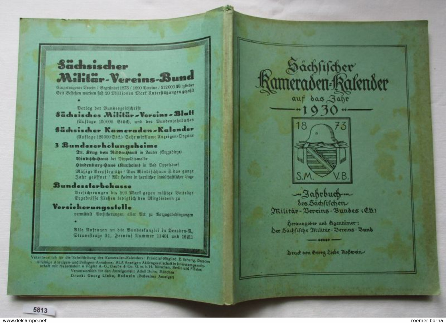 Sächsischer Kameraden-Kalender Auf Das Jahr 1930 - Jahrbuch Des Sächsischen Militär-Vereins-Bundes (E.V.) - Calendars