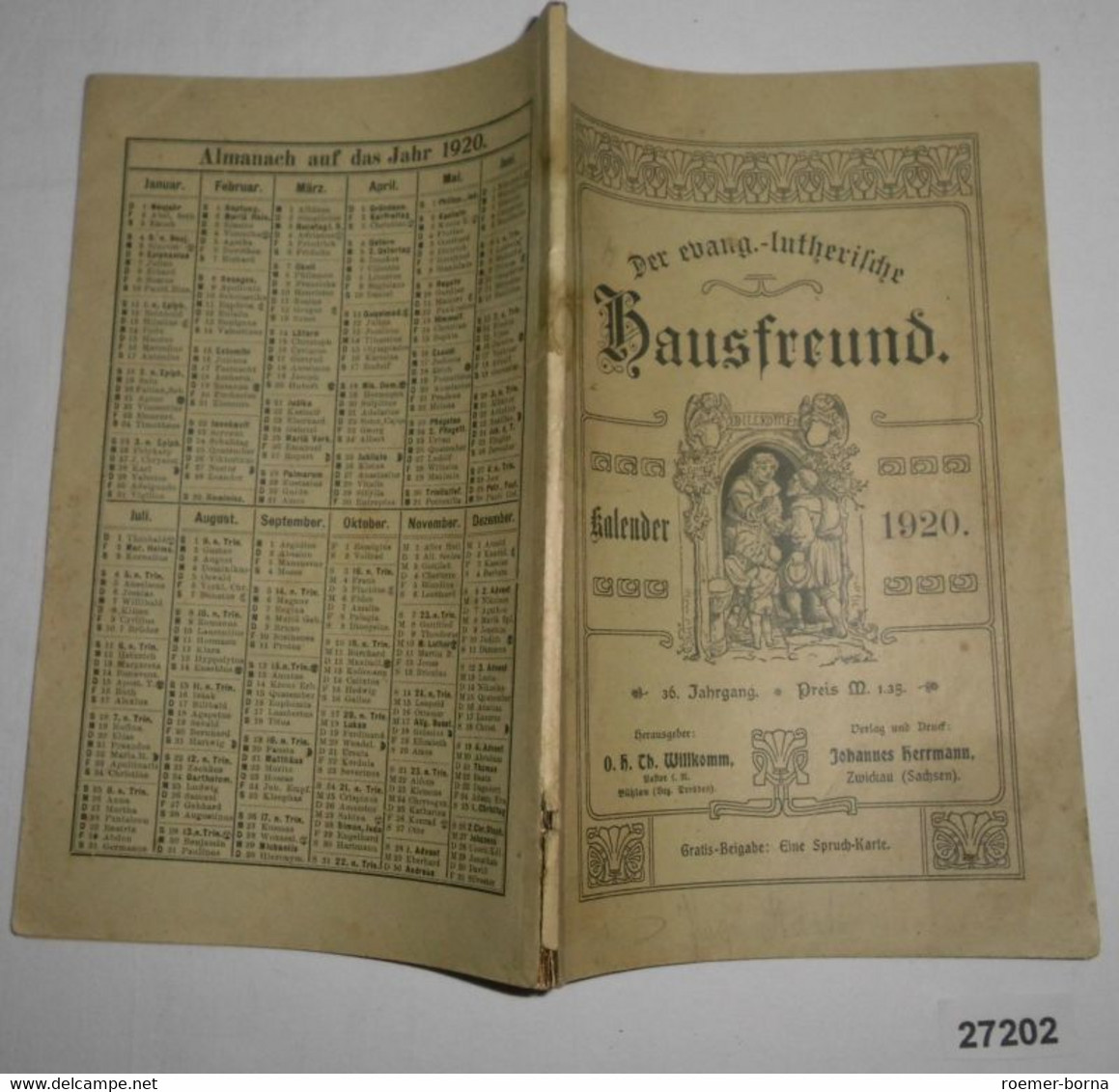 Der Evang.-lutherische Hausfreund Kalender 1920, 36. Jahrgang - Calendriers