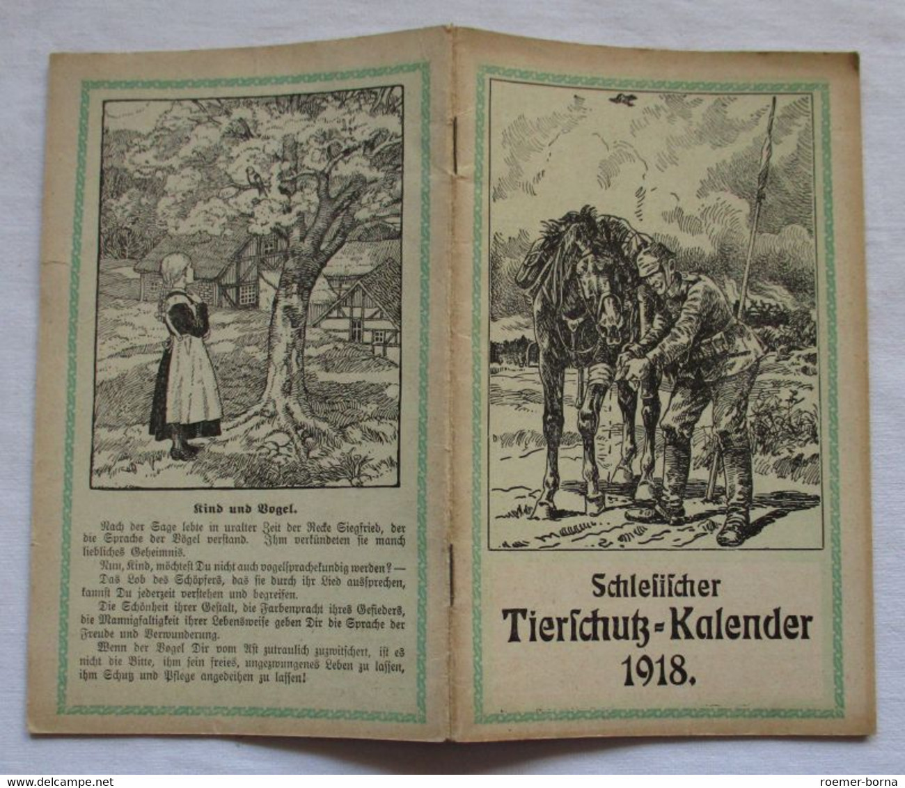 Schlesischer Tierschutz-Kalender 1918 - Kalenders