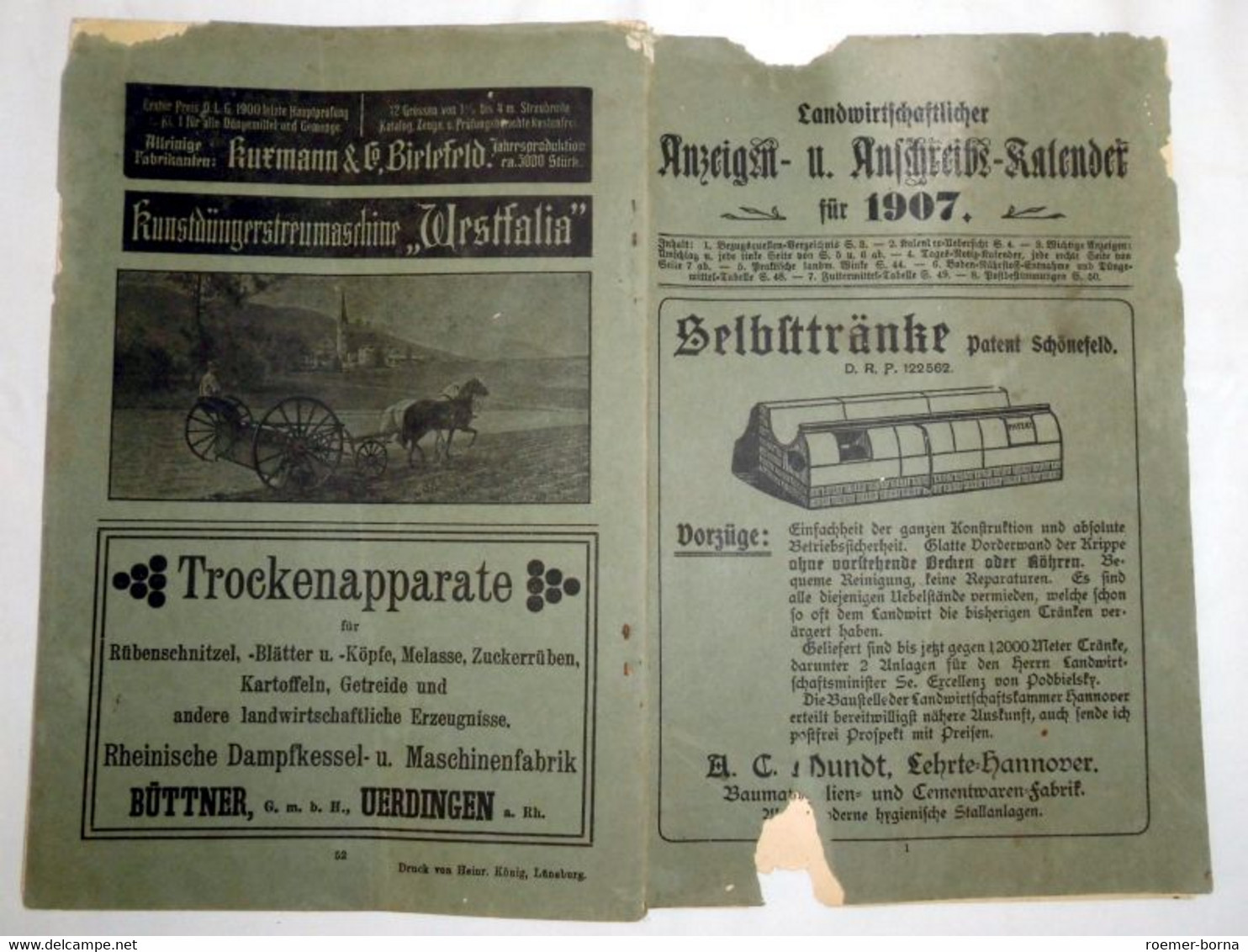 Landwirtschaftlicher Anzeigen- U. Anschreibe-Kalender Für 1907 - Calendriers