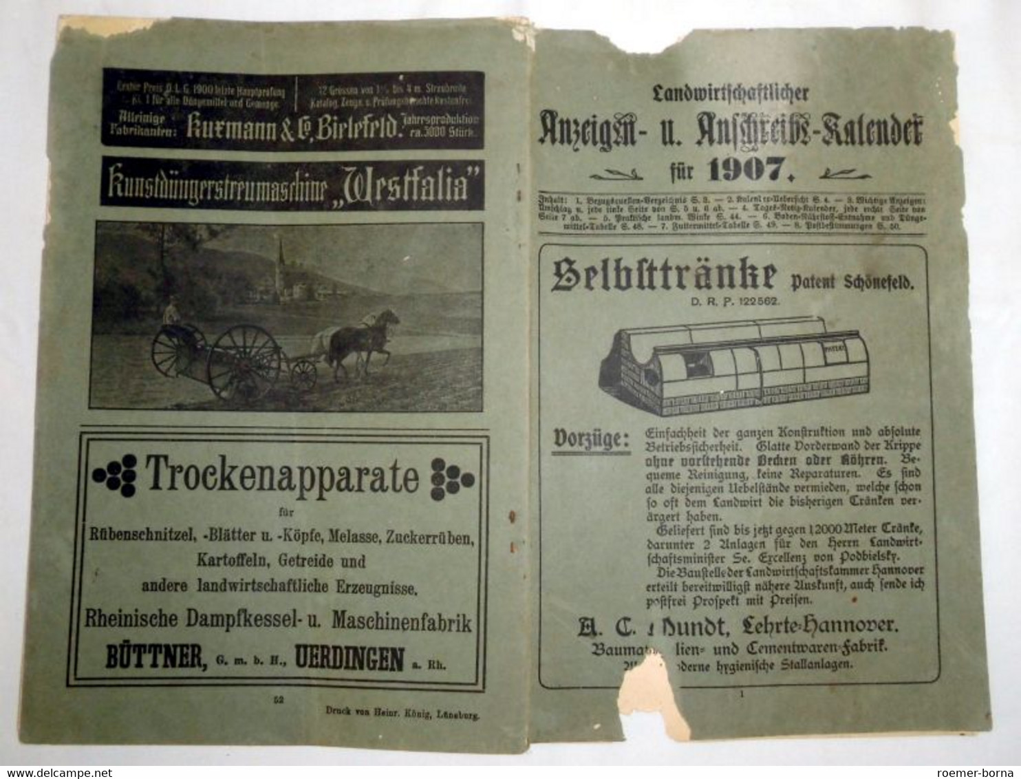 Landwirtschaftlicher Anzeigen- U. Anschreibe-Kalender Für 1907 - Calendars