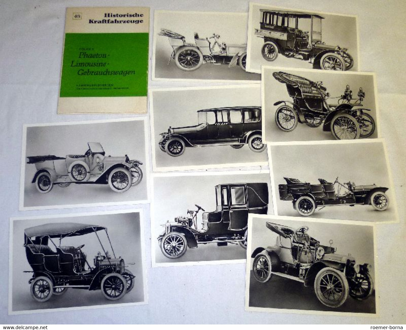 Historische Kraftfahrzeuge, Folge 2 Phaeton-Limousine-Gebrauchswagen, 9 Bilder, Sammelbildserien Des Verlages Bild Und H - Technical
