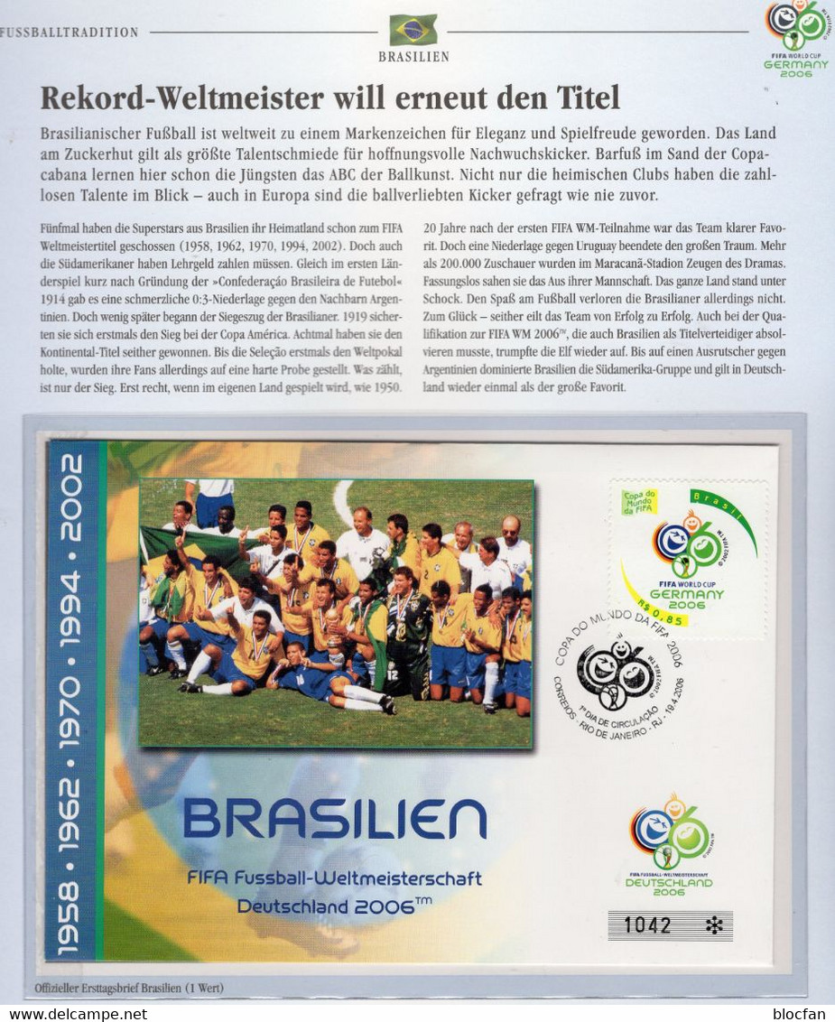 Qualifikation BRAZIL Fußball-WM 2006 Brasilien 3445 ** Plus FDC 4€ In Germany Football Cover Championat Stamp Bf Soccer - Storia Postale