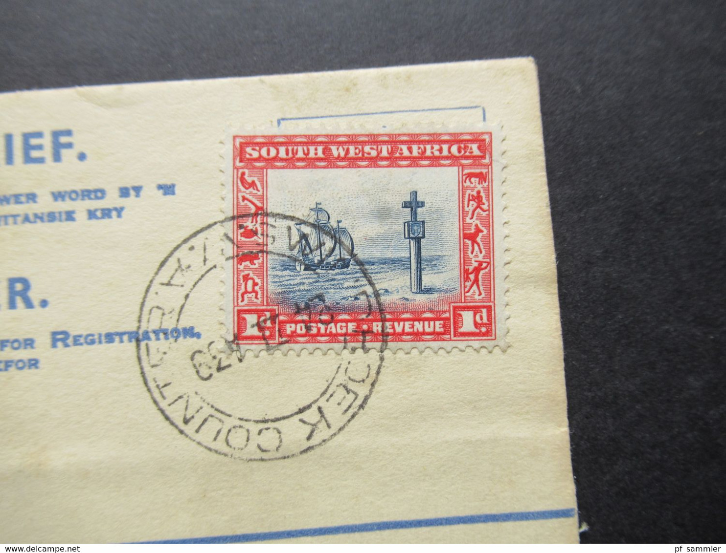 GB Kolonie 1939 Registered Letter / Ganzsachen Umschlag Aus Winhoek South West Africa Postage Revenue SWA - Africa Del Sud-Ovest (1923-1990)