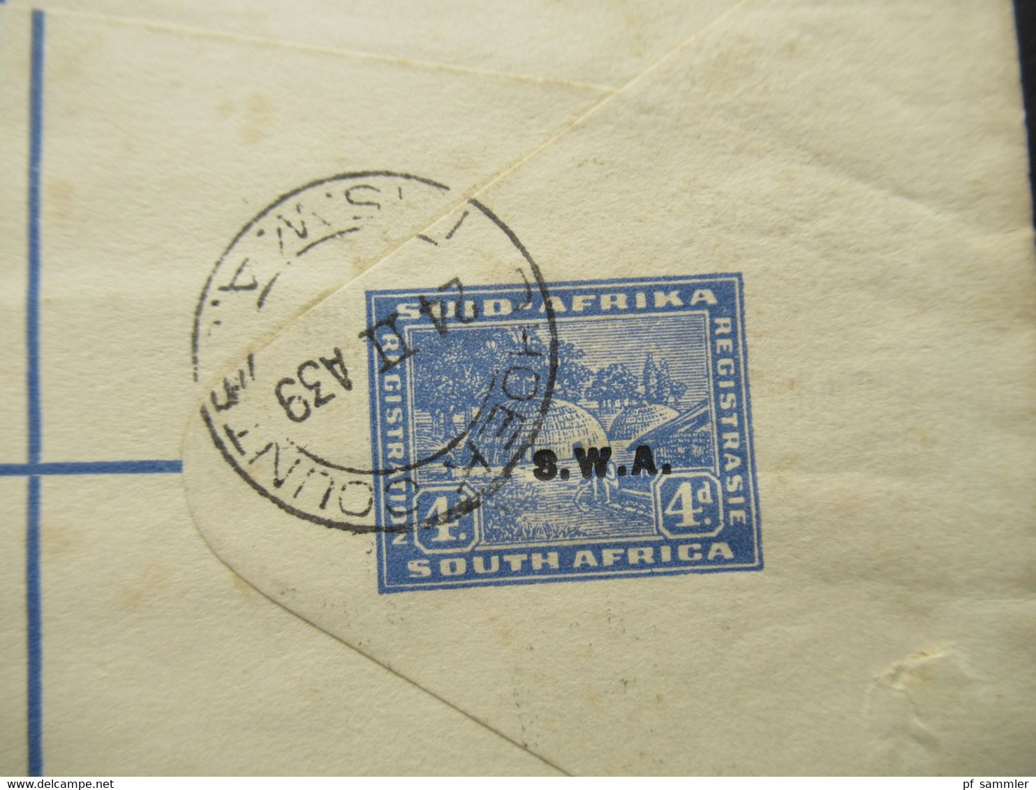 GB Kolonie 1939 Registered Letter / Ganzsachen Umschlag Aus Winhoek South West Africa Postage Revenue SWA - Africa Del Sud-Ovest (1923-1990)
