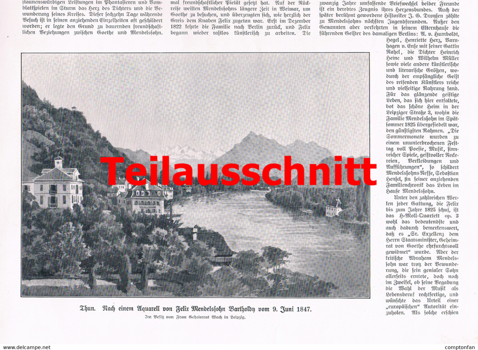 A102 058 - - Felix Mendelssohn Bartholdy Artikel Mit Bildern Großbild 27 X 38 Cm Druck 1909 - Música