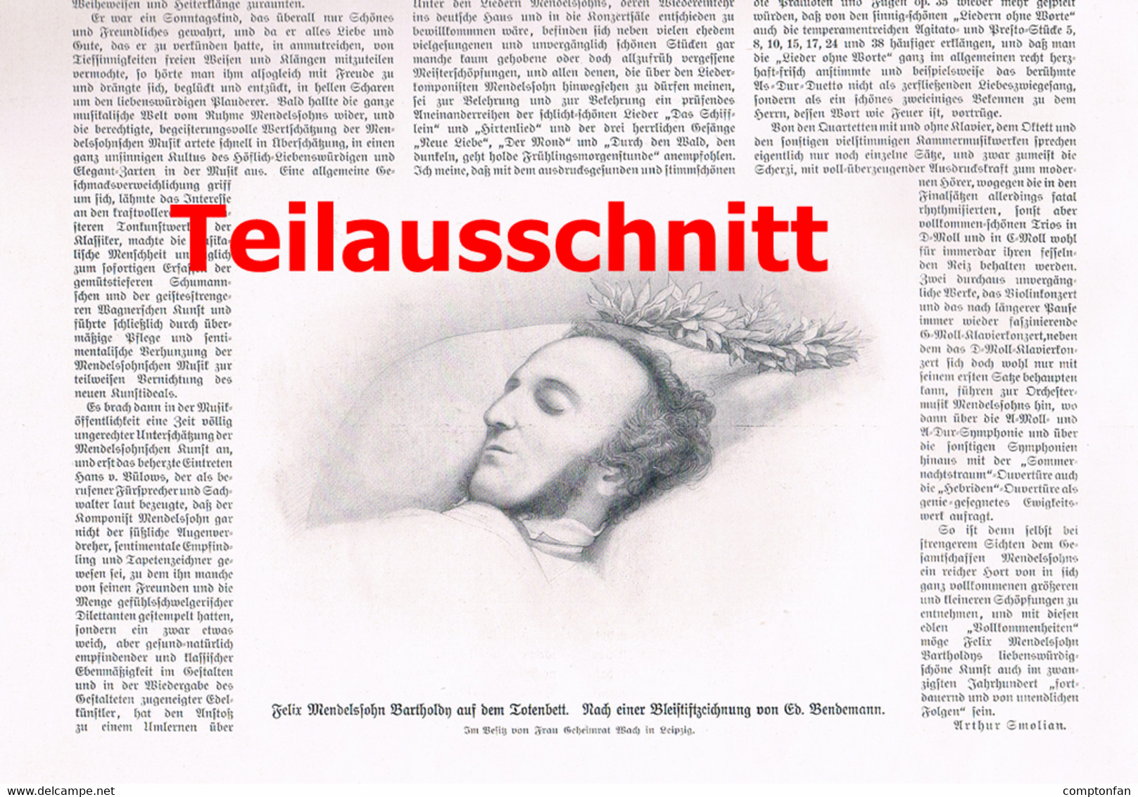 a102 058 - - Felix Mendelssohn Bartholdy Artikel mit Bildern Großbild 27 x 38 cm Druck 1909