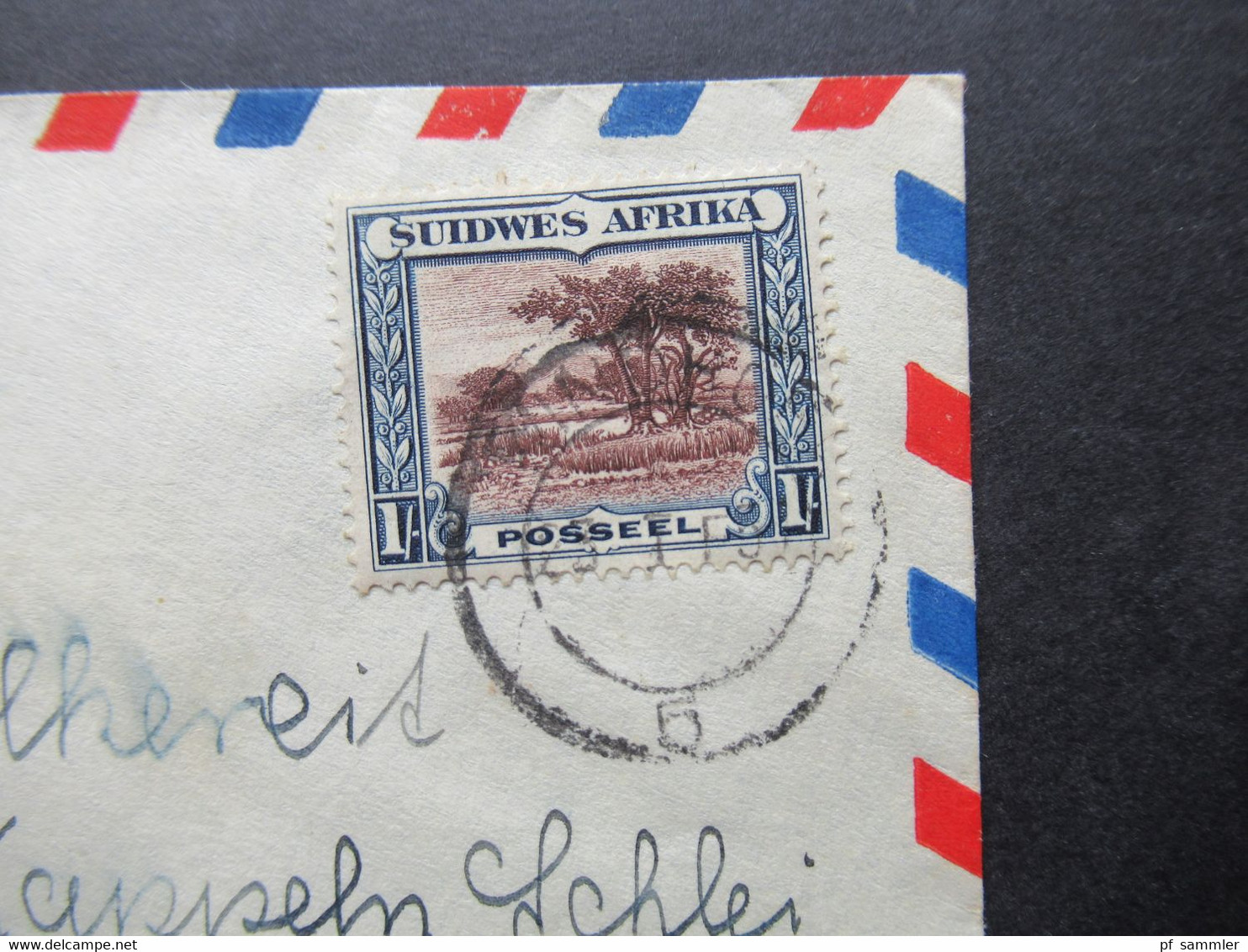 GB Kolonie 1951 Air Mail Luftpost Aus Winhoek South West Africa SWA Nach Kappeln Mit Ank. Stempel - Südwestafrika (1923-1990)