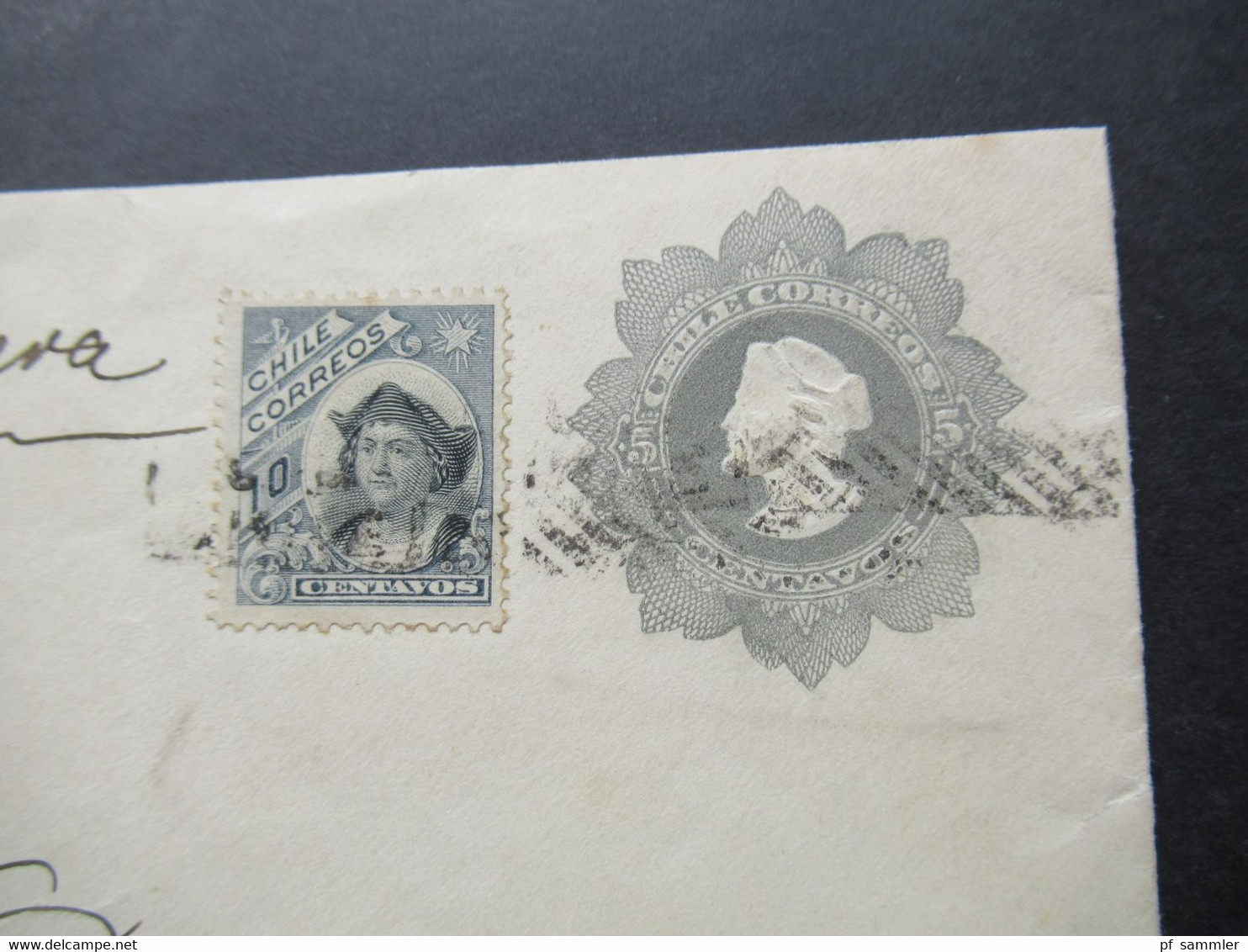 Chile 1908 Ganzsachen Umschlag Mit Zusatzfrankatir Via Cordillera Nach Cöthen (Anhalt) Mit Ank. Stempel - Chili