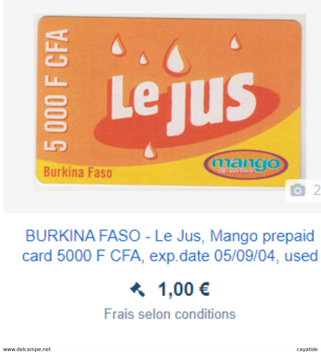 CARTE TELEPHONIQUE - Burkina Faso