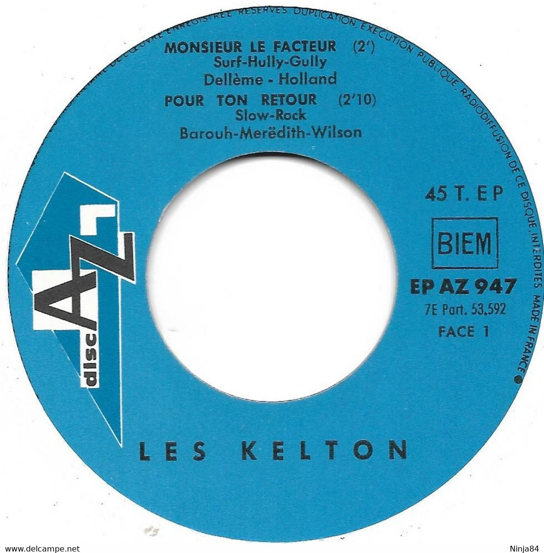 EP 45 RPM (7")  Les Kelton   " Mr Le Facteur  " - Rap & Hip Hop