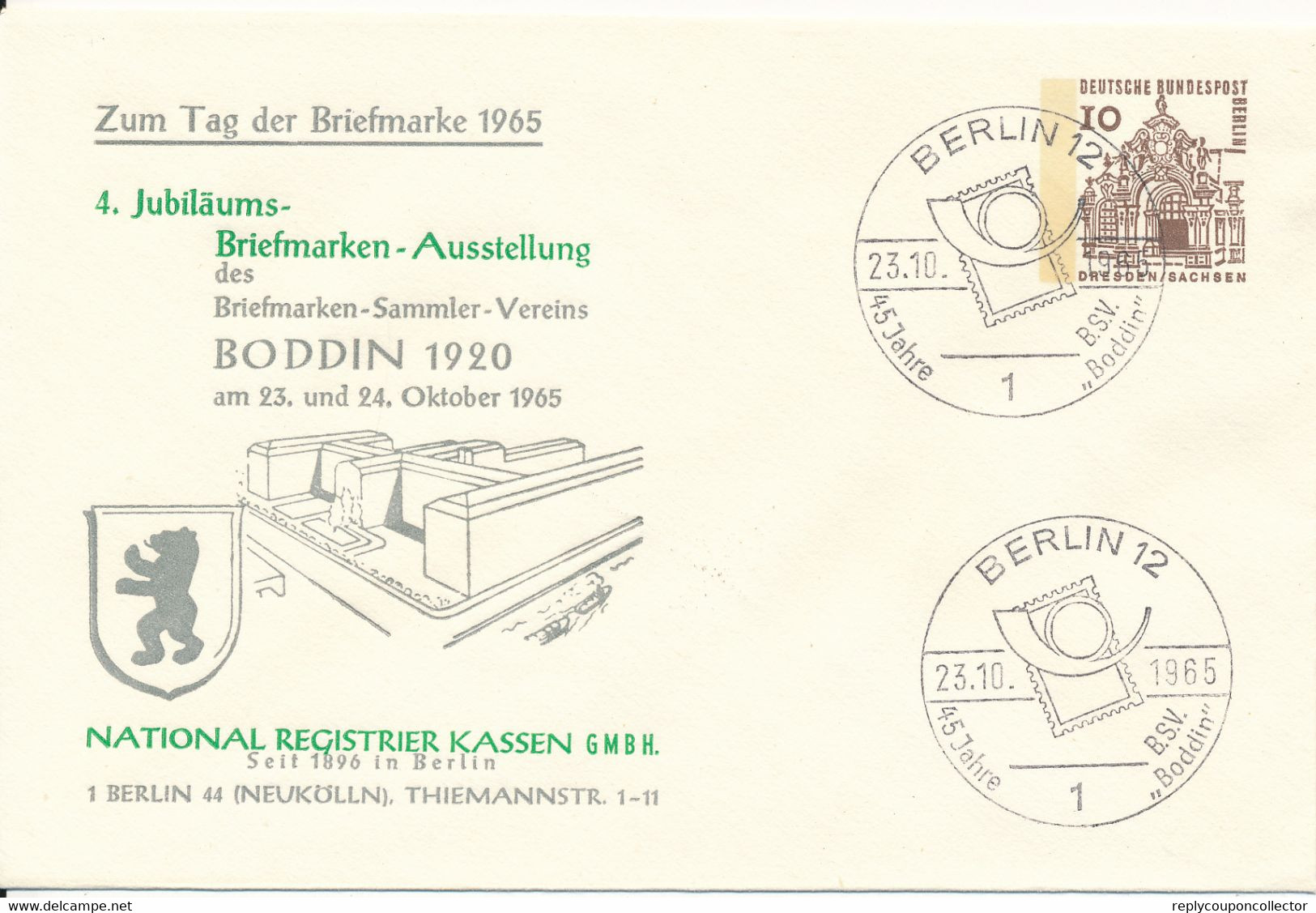 BERLIN 12  - 1965  ,  10  Pf.  Dresden  -  Tag Der Briefmarke  -  Privatumschlag  PU 34 / 16 - Buste Private - Usati